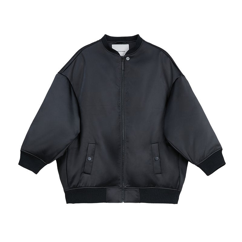 VANN VALRENCÉ Black Wide Fit Baseball Collar Down Jacket | MADA IN CHINA