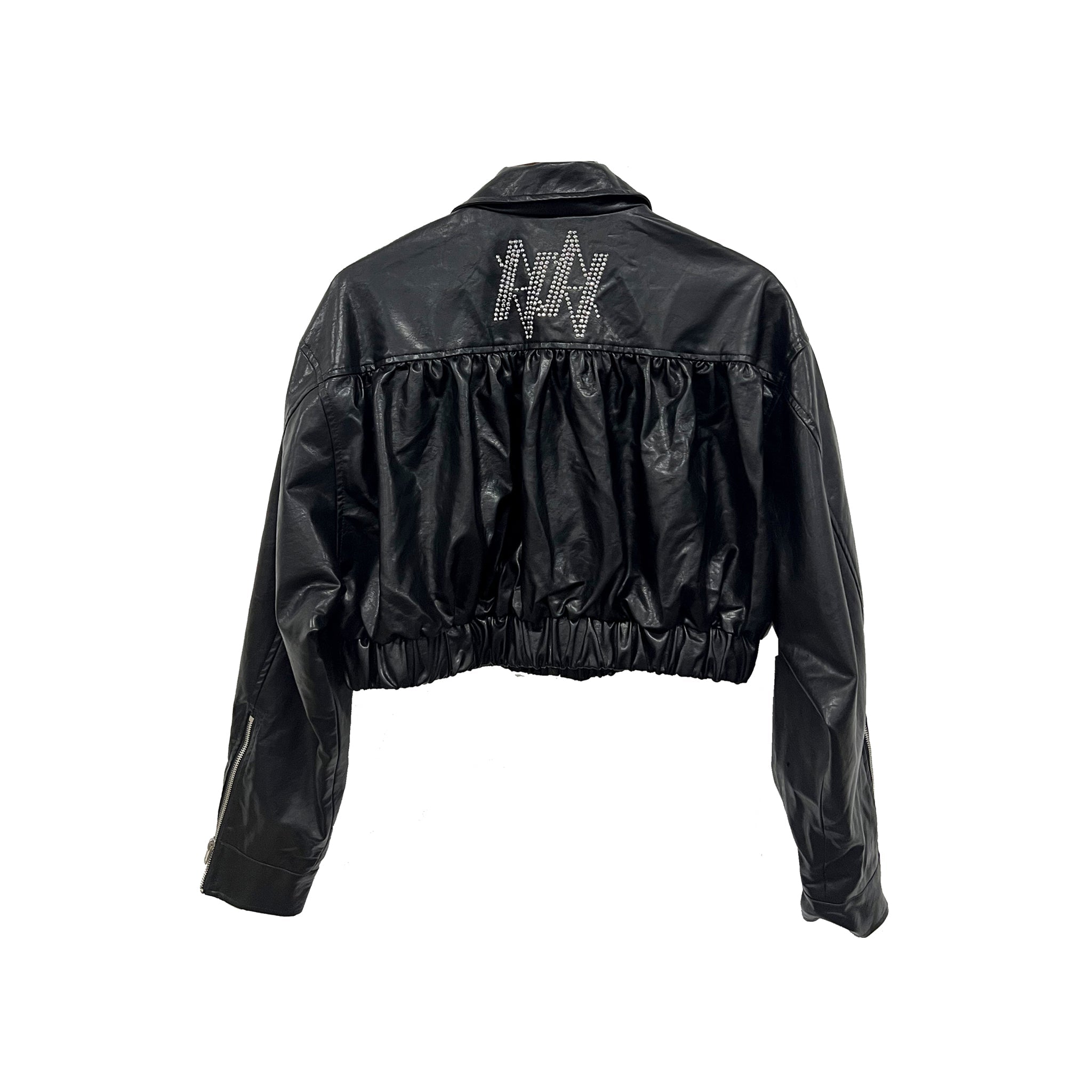 VANN VALRENCÉ Black Women Short Leather Coat | MADA IN CHINA