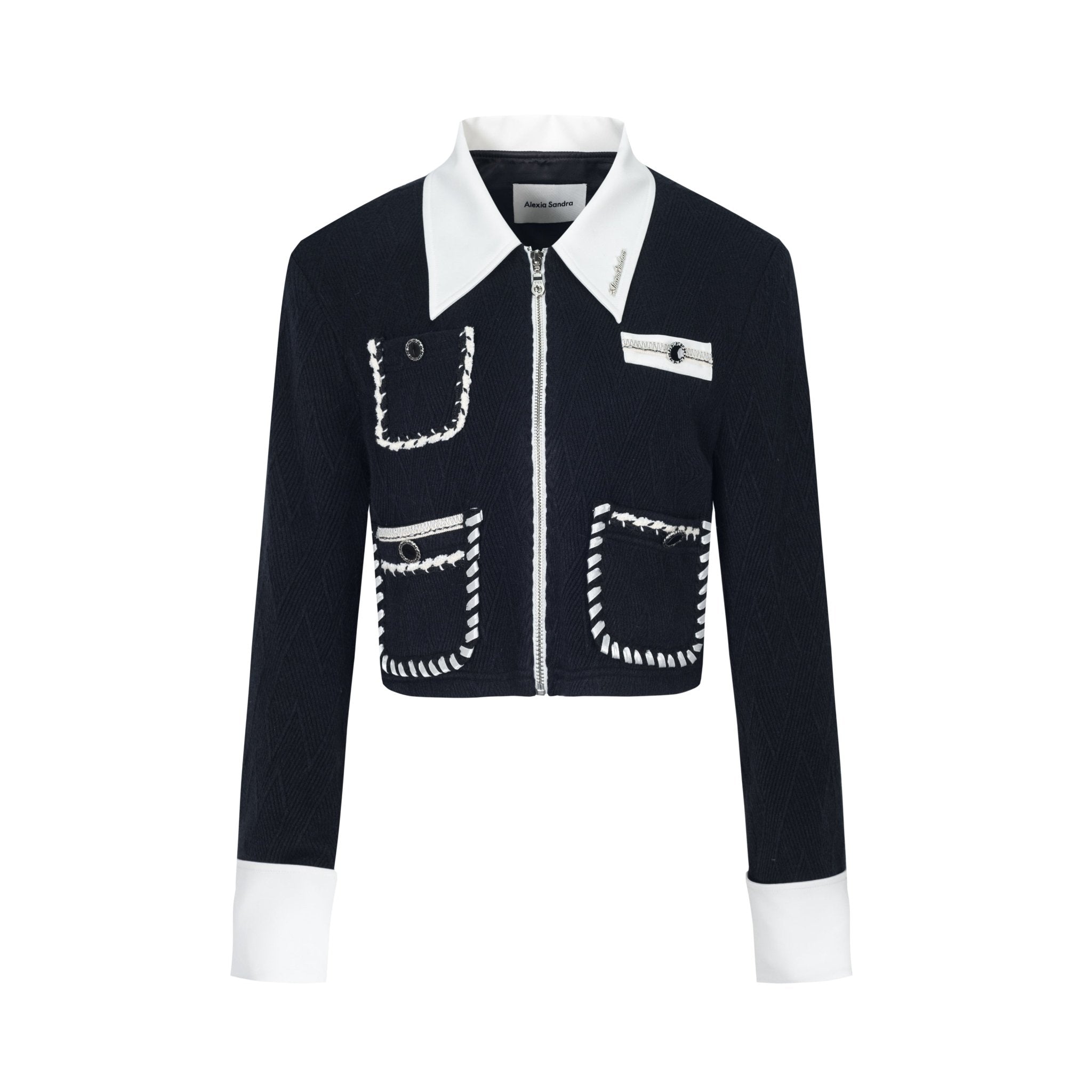 Alexia Sandra Black Zipped-up Knitted Jacket | MADA IN CHINA