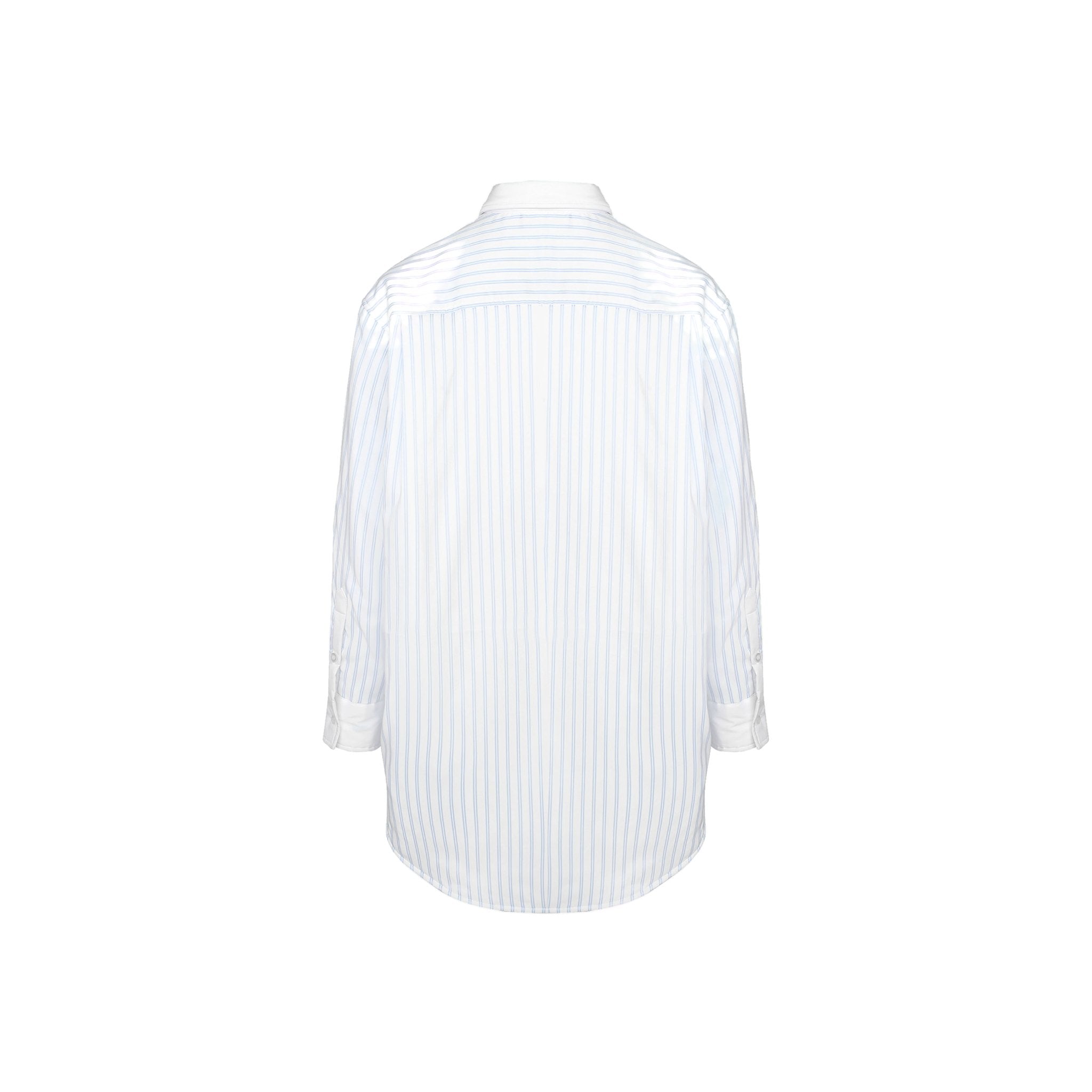 ANN ANDELMAN Blue and White Vertical Stripe Long Sleeve Shirts | MADA IN CHINA