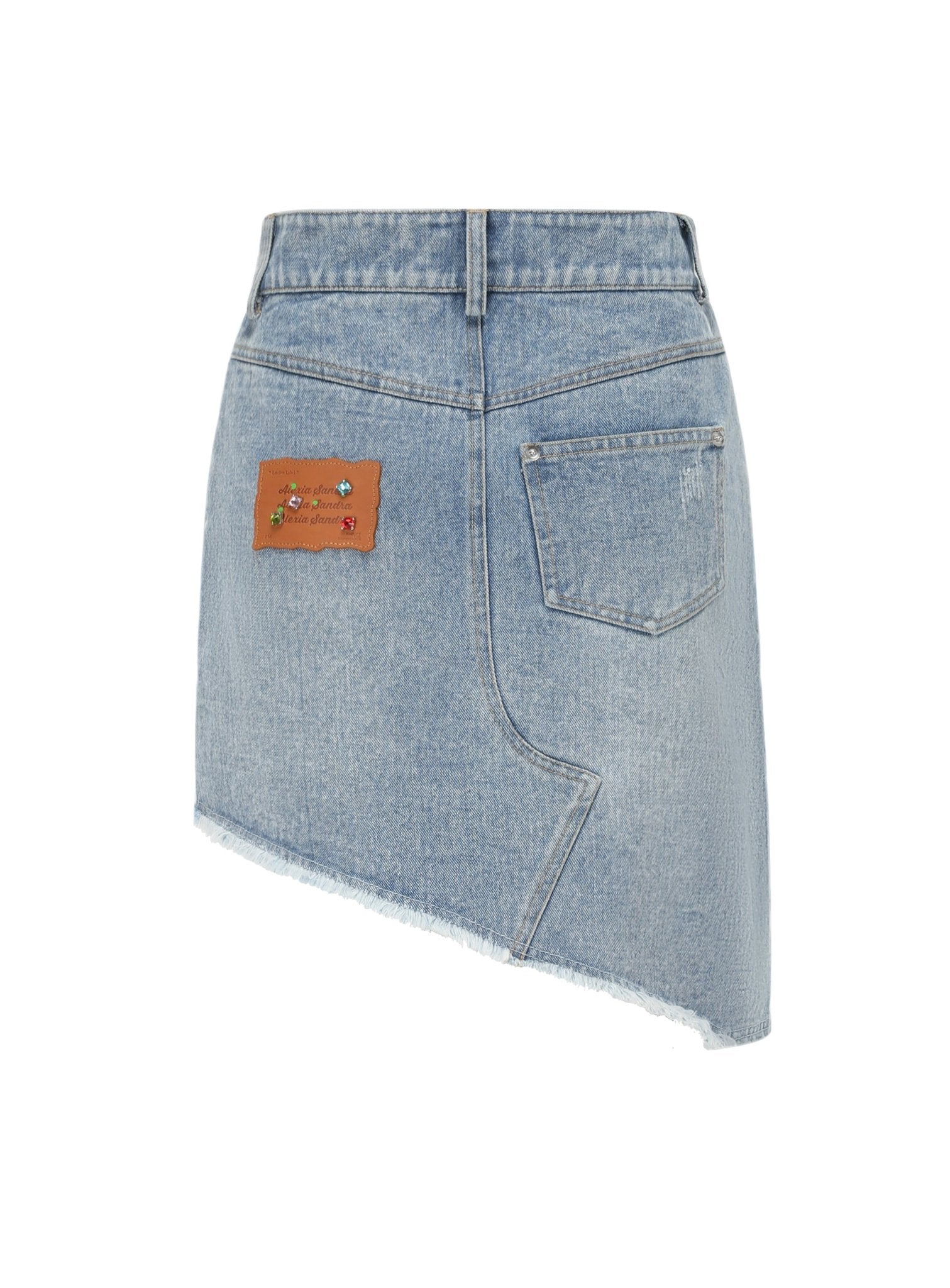 Alexia Sandra Blue Asymmetric Denim Skirt | MADA IN CHINA