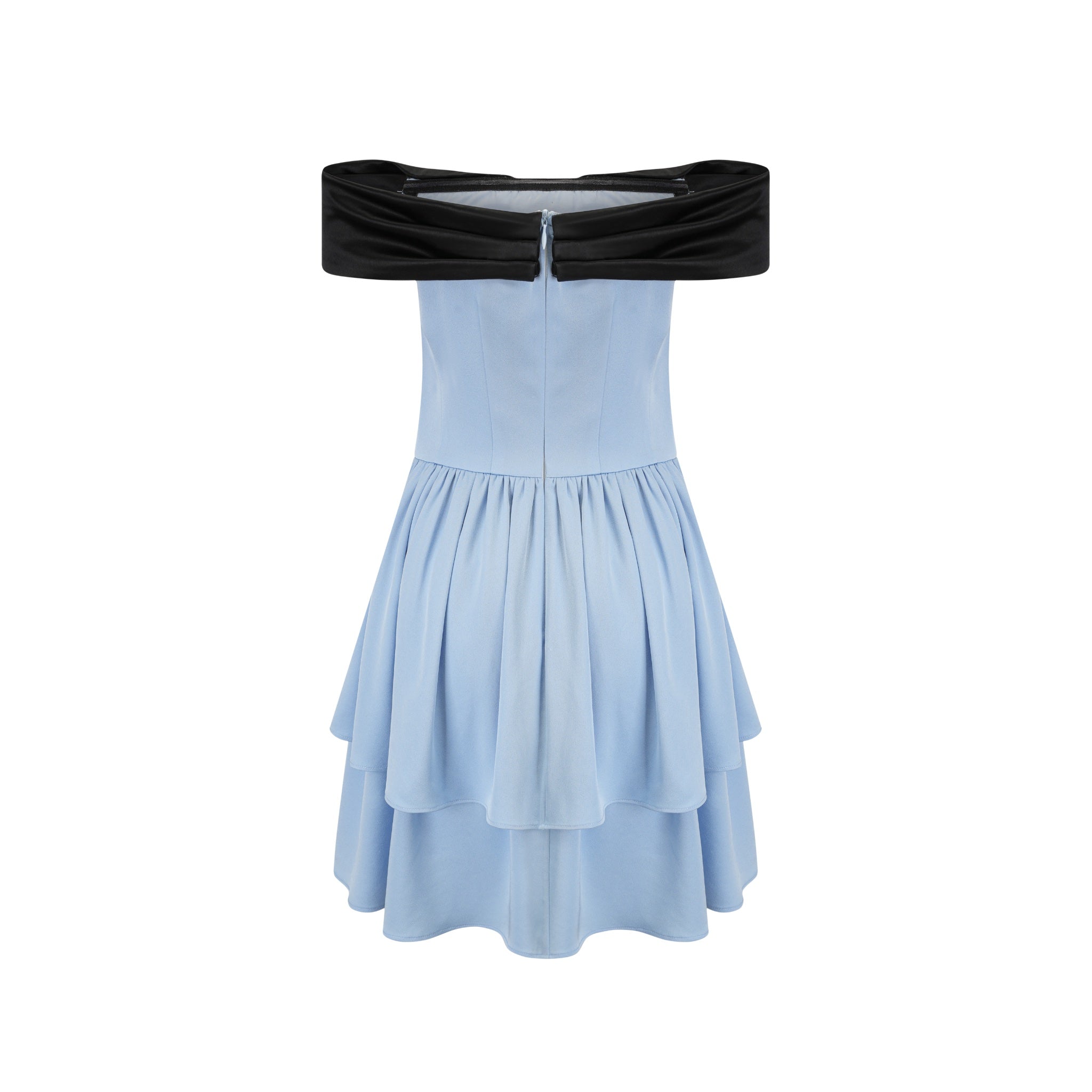 ARTE PURA Blue Bandeau Dress With Black Bow Tie | MADA IN CHINA