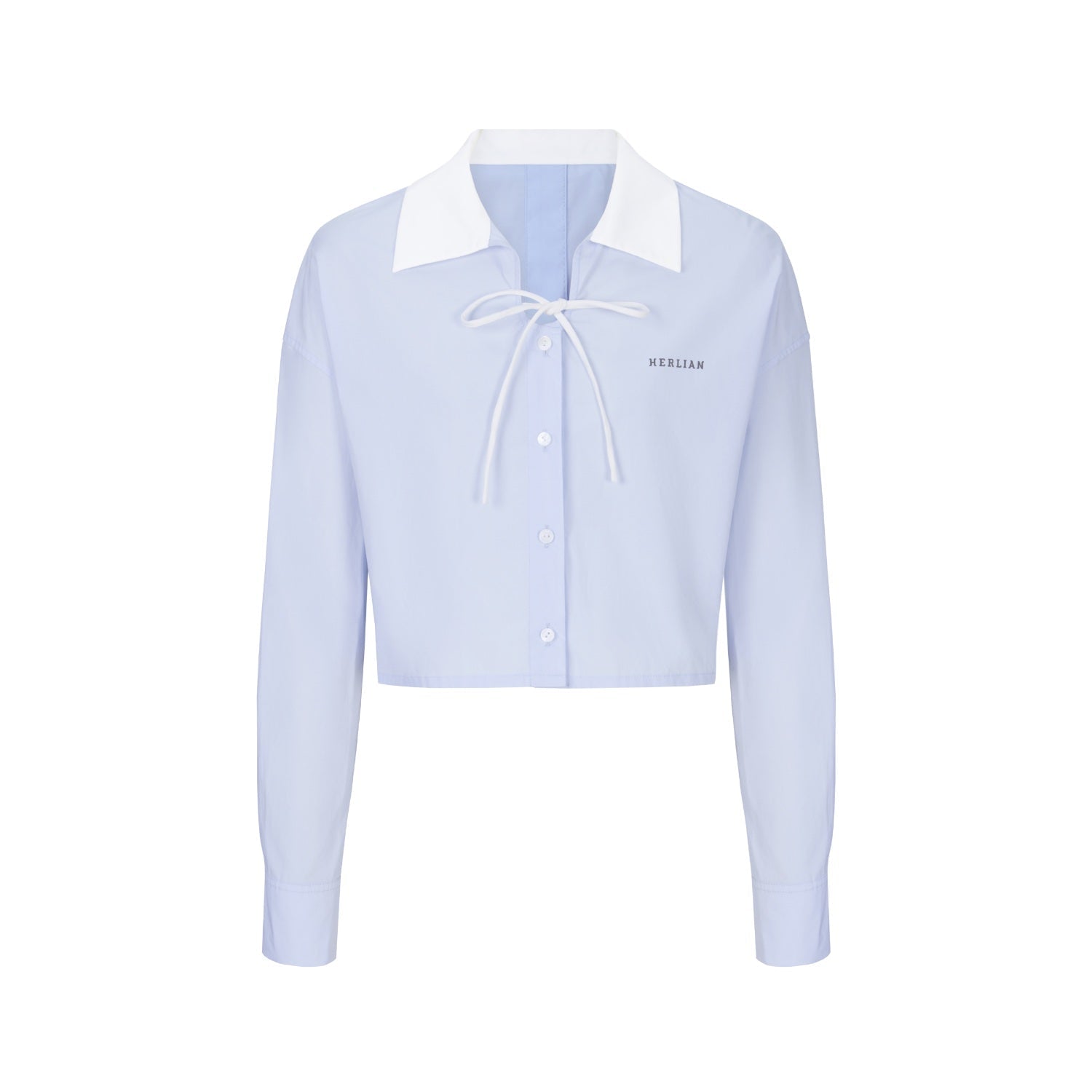 HERLIAN Blue Bow Knot Drawstring Shirt | MADA IN CHINA