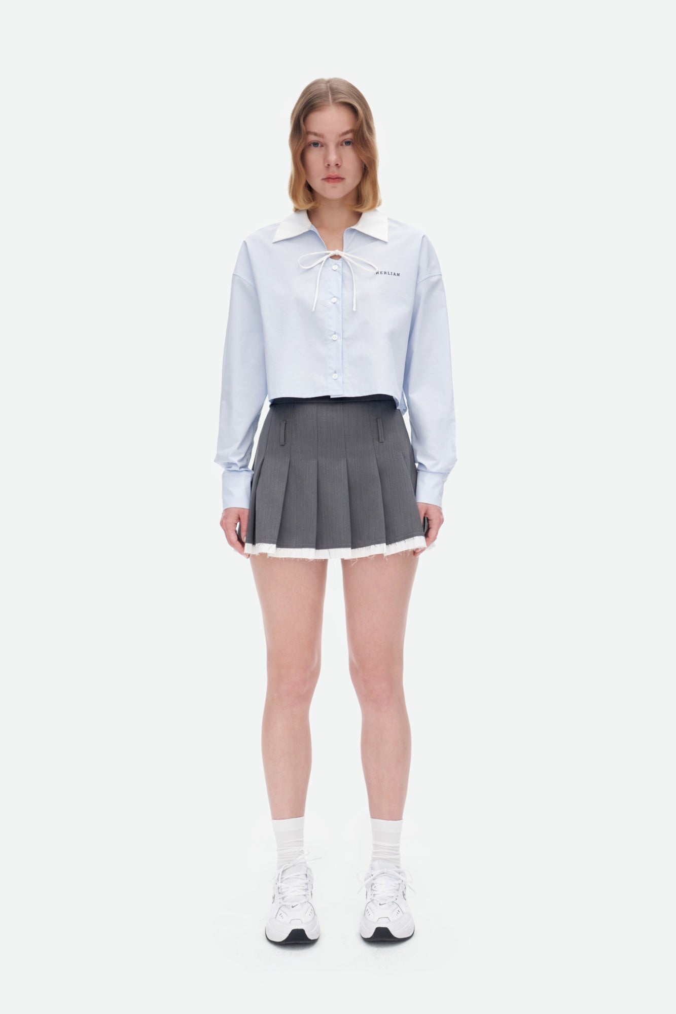 HERLIAN Blue Bow Knot Drawstring Shirt | MADA IN CHINA