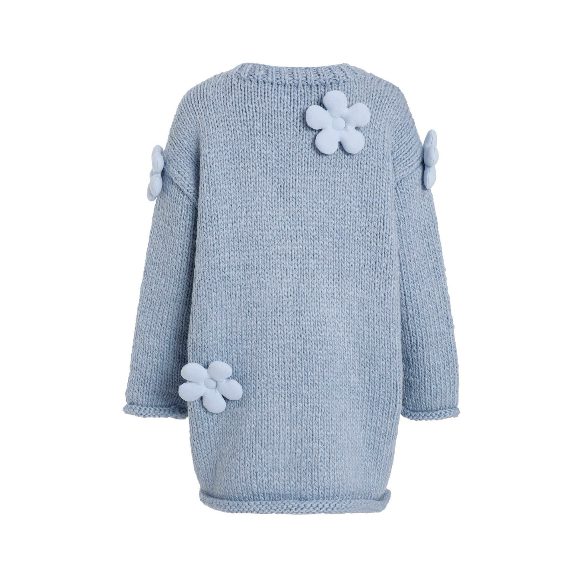 FENGYI TAN Blue Crochet Flower Cardigan | MADA IN CHINA