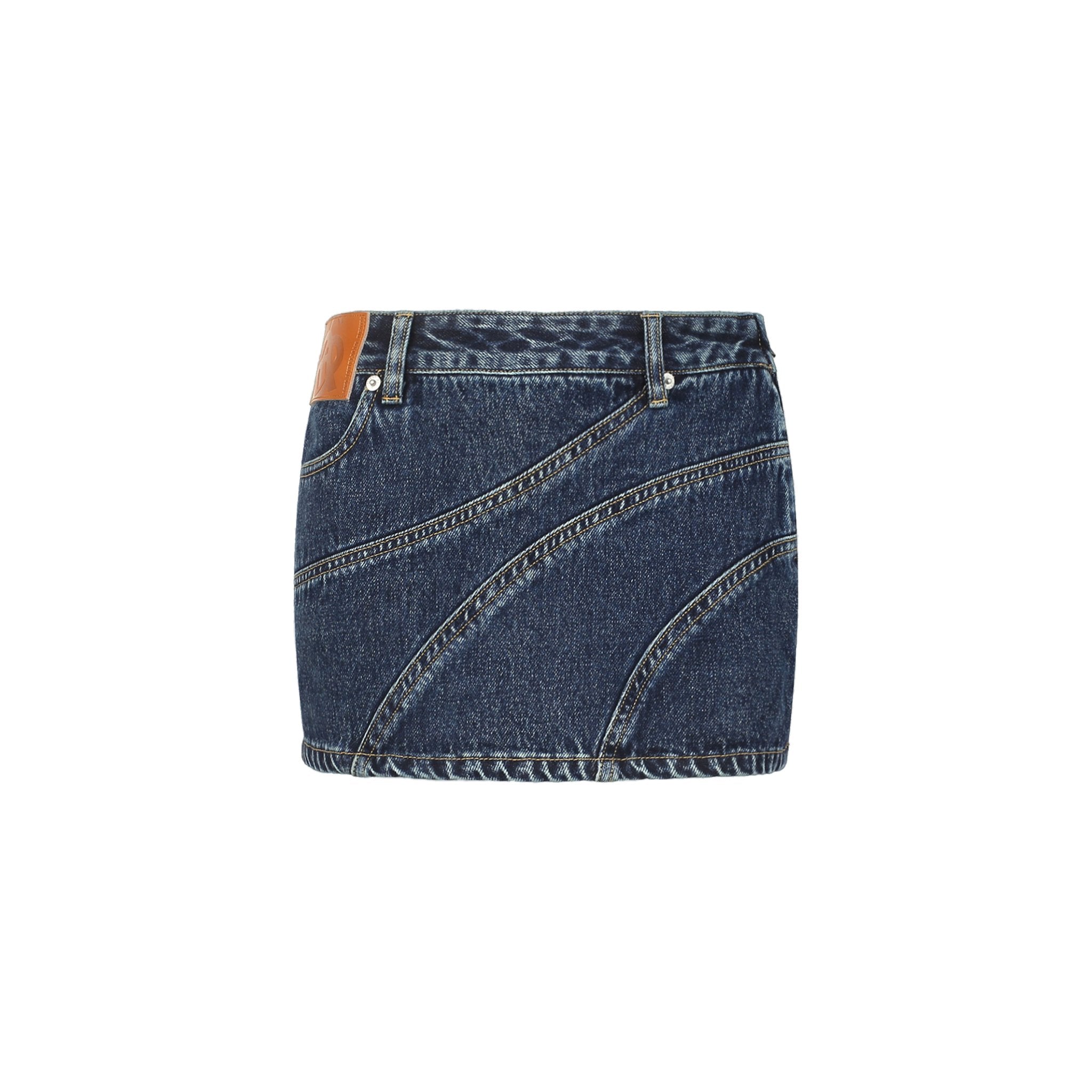 ANN ANDELMAN Blue Denim Patchwork Short Skirt | MADA IN CHINA