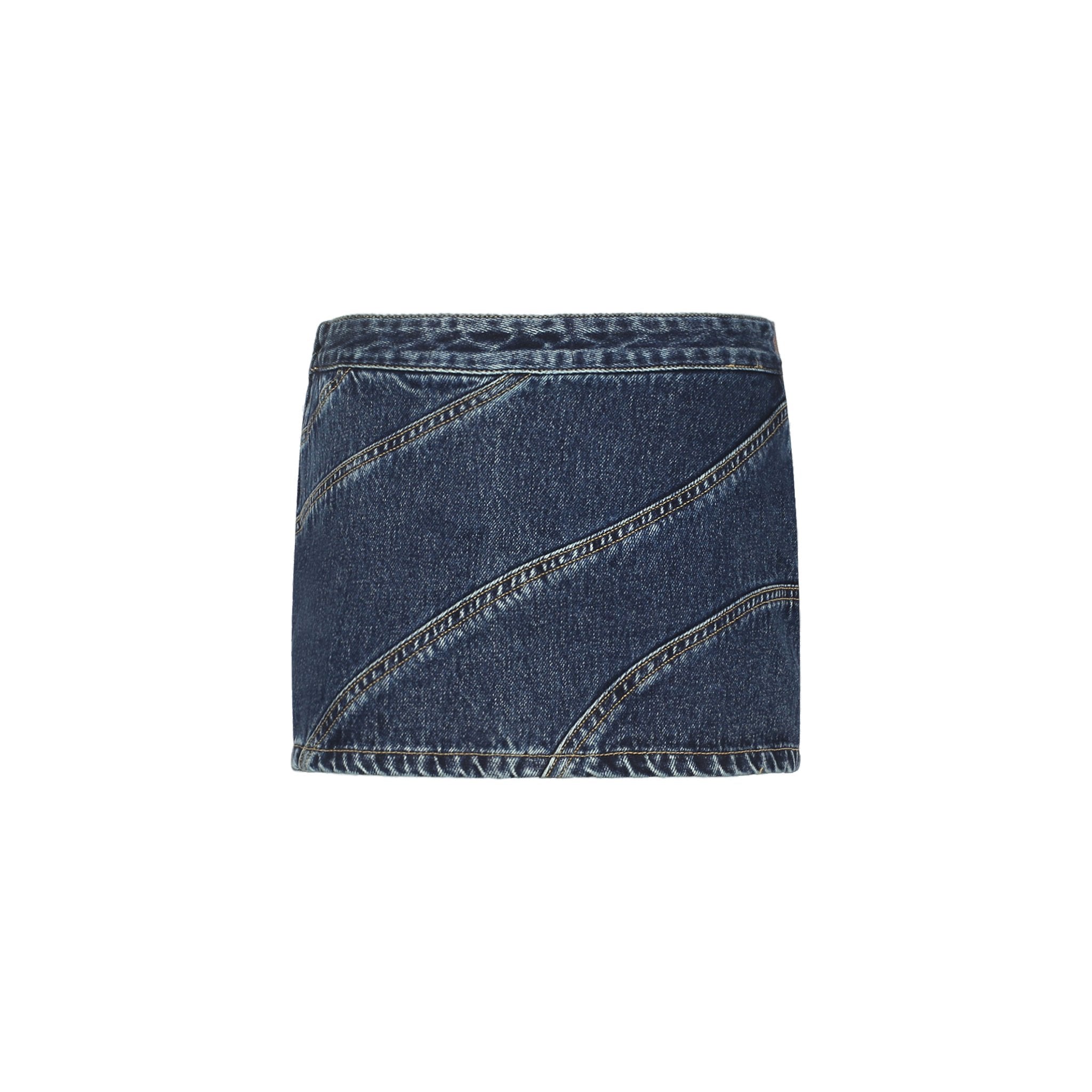 ANN ANDELMAN Blue Denim Patchwork Short Skirt | MADA IN CHINA