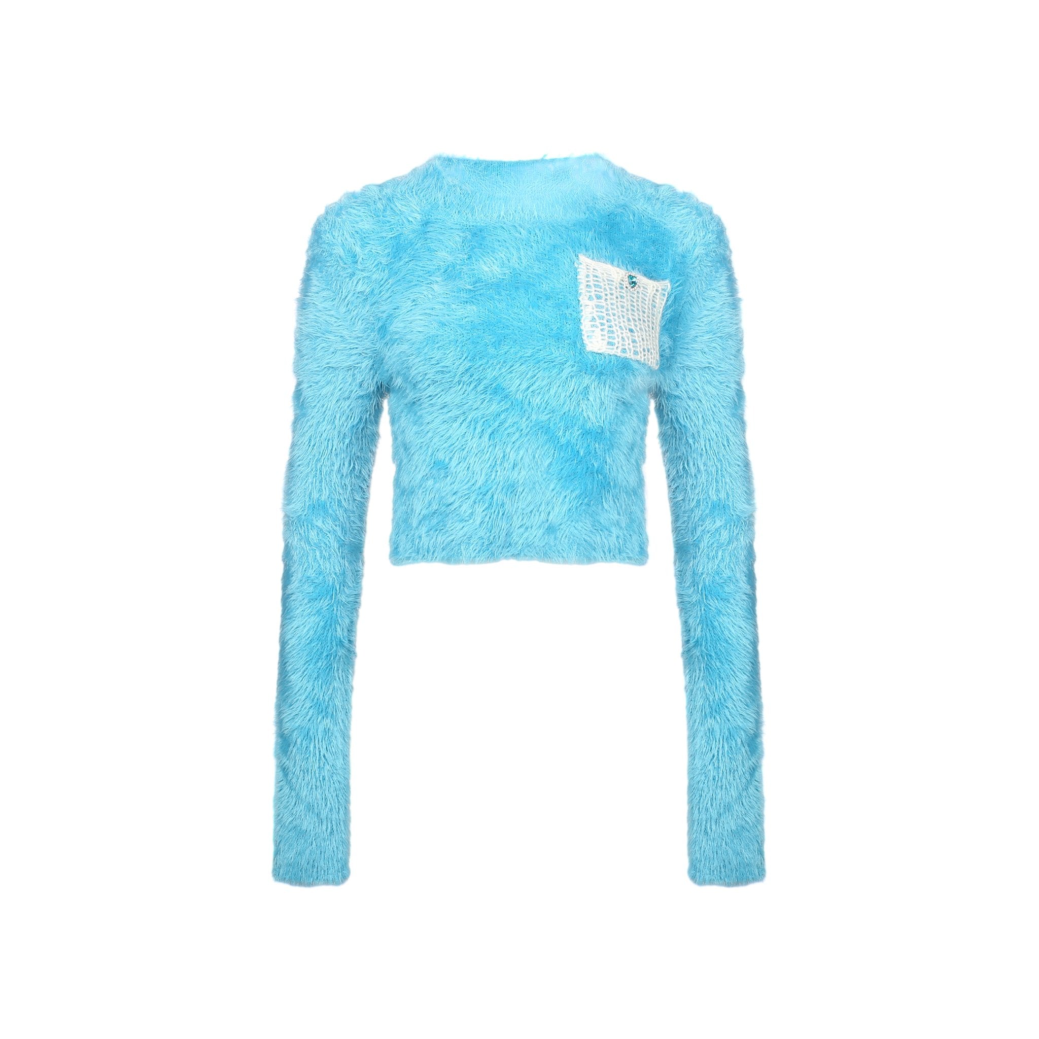 ANN ANDELMAN Blue Feather Yarn Sweater | MADA IN CHINA