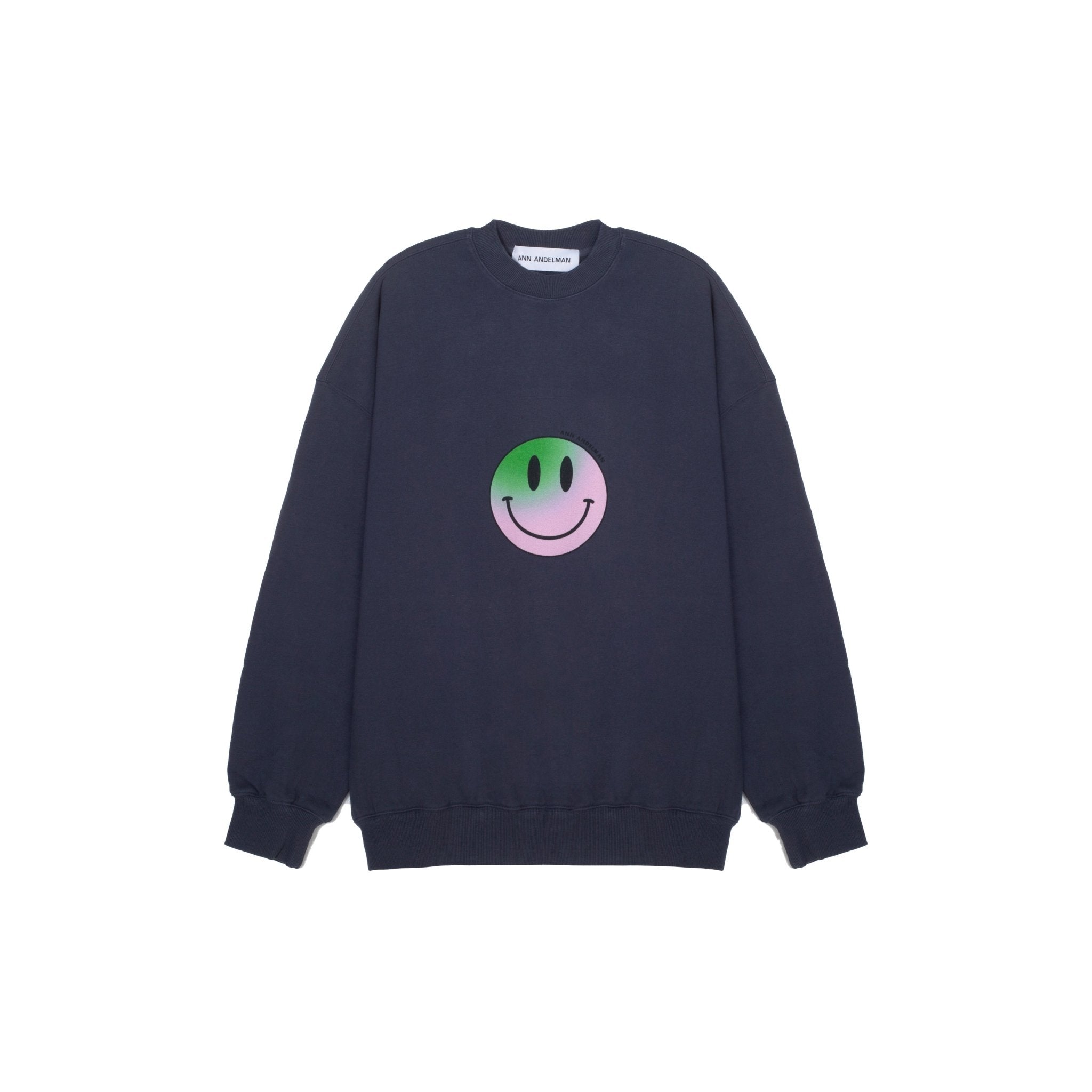 ANN ANDELMAN Blue Gradient Smiley Face Sweater | MADA IN CHINA