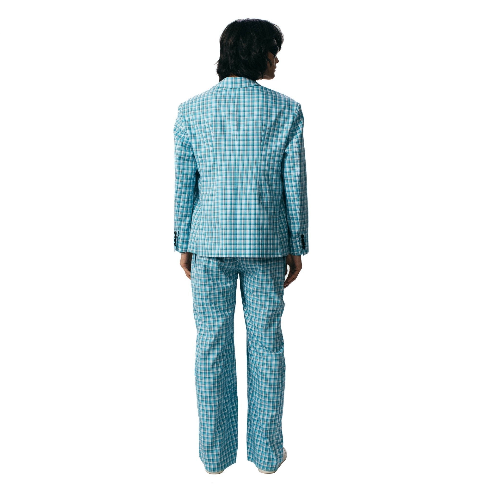 ANN ANDELMAN Blue Plaid Trousers | MADA IN CHINA