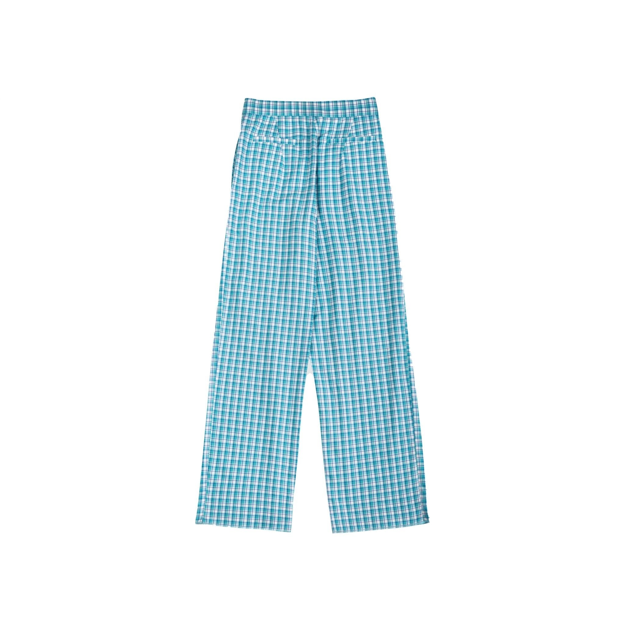 ANN ANDELMAN Blue Plaid Trousers | MADA IN CHINA