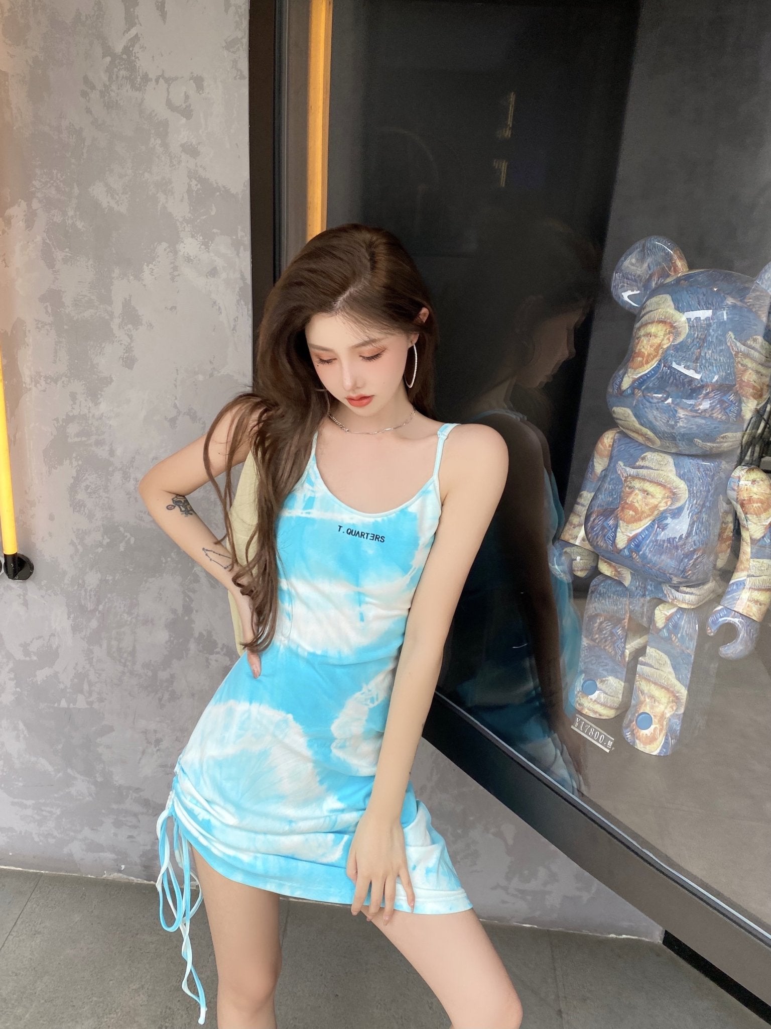 blue tie dye slip dress Kasch Design Reworked Tie Dye Vintage Slip Dress Filthy Rebena Vintage