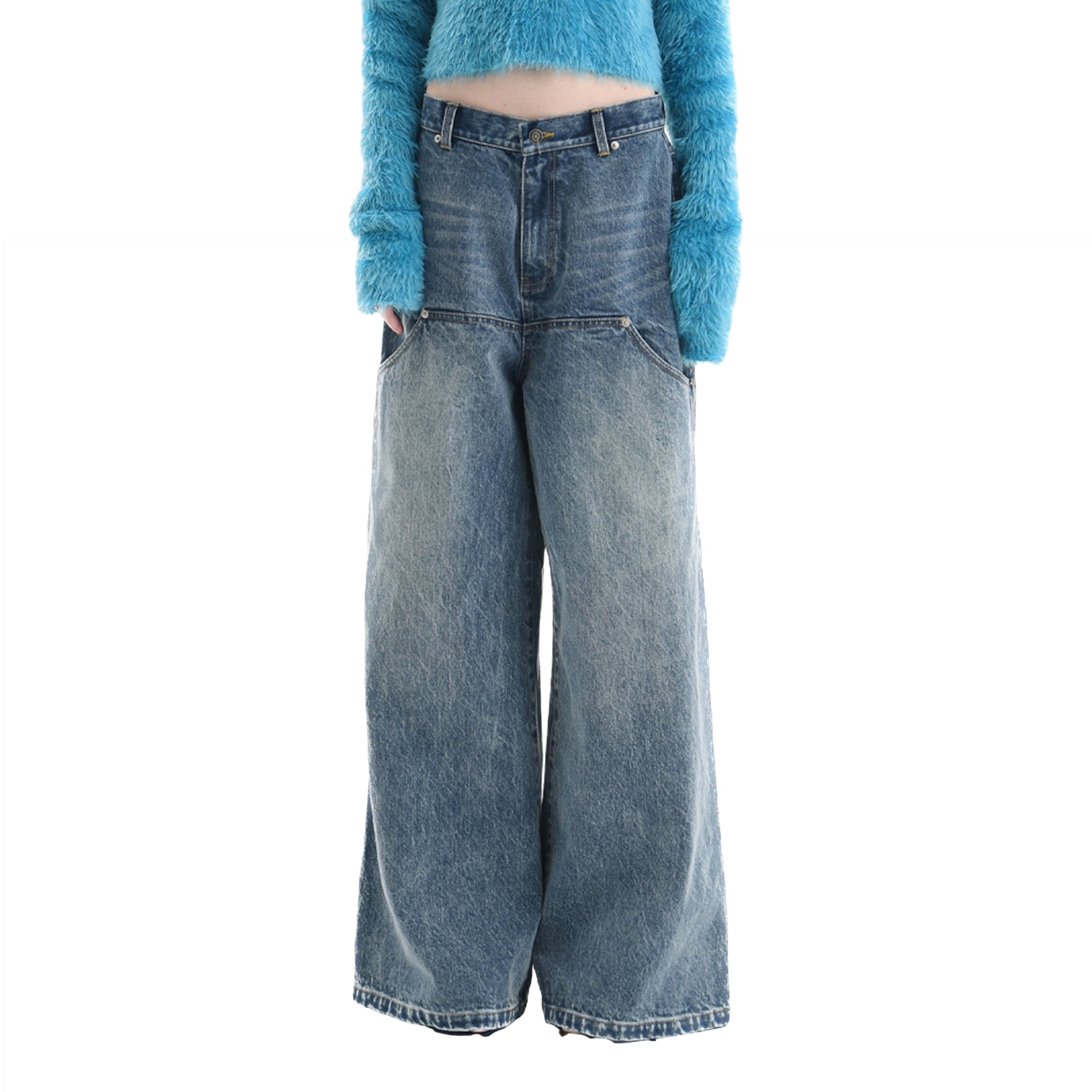 ANN ANDELMAN Blue Ultra Wide-Leg Jeans | MADA IN CHINA