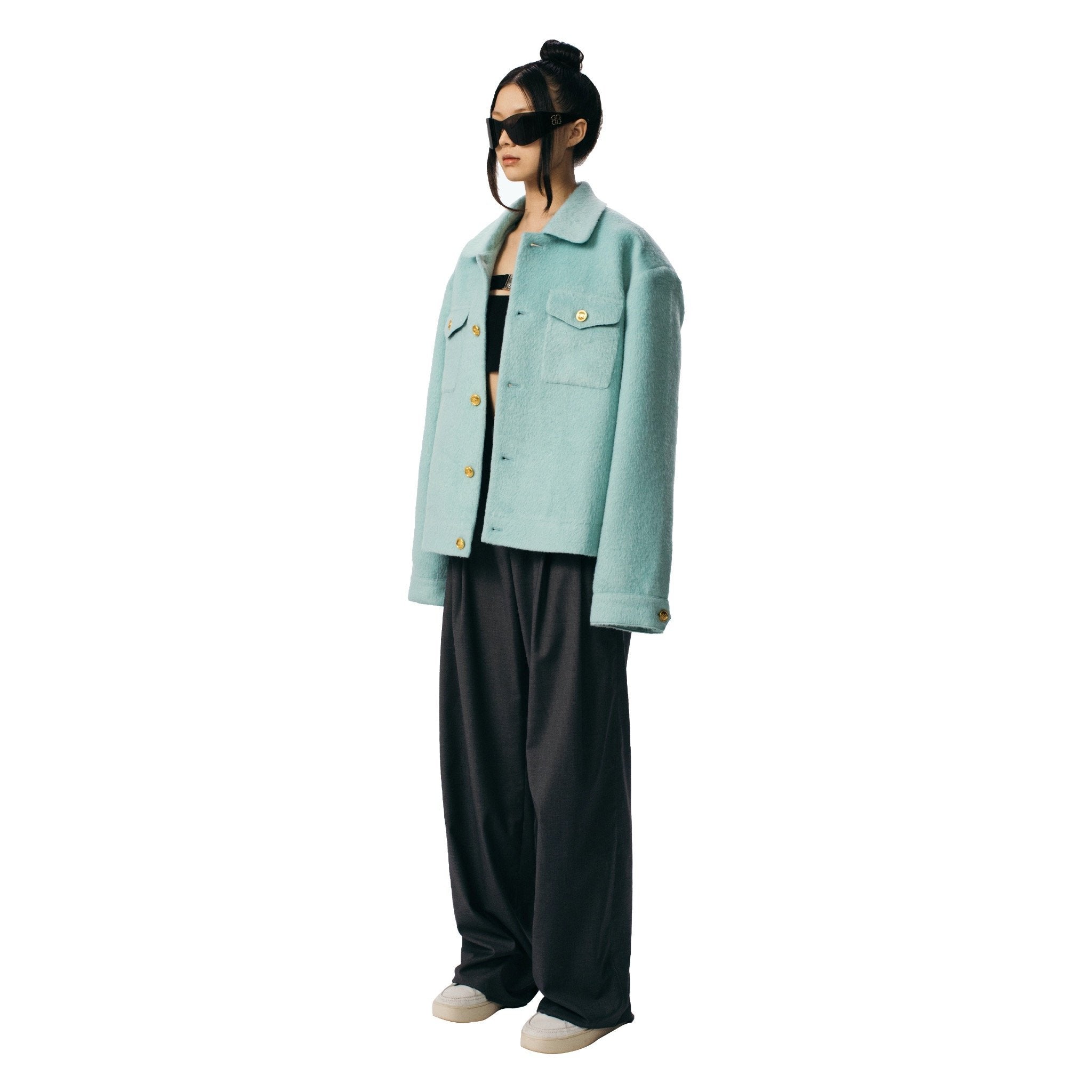 ANN ANDELMAN Blue Woolen Jacket | MADA IN CHINA