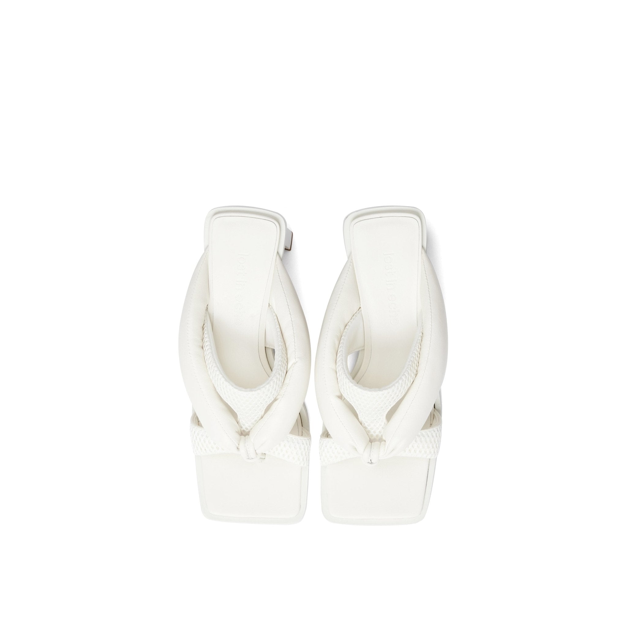 LOST IN ECHO Bread-Filled High-Heeled Flip Flops White | MADA IN CHINA