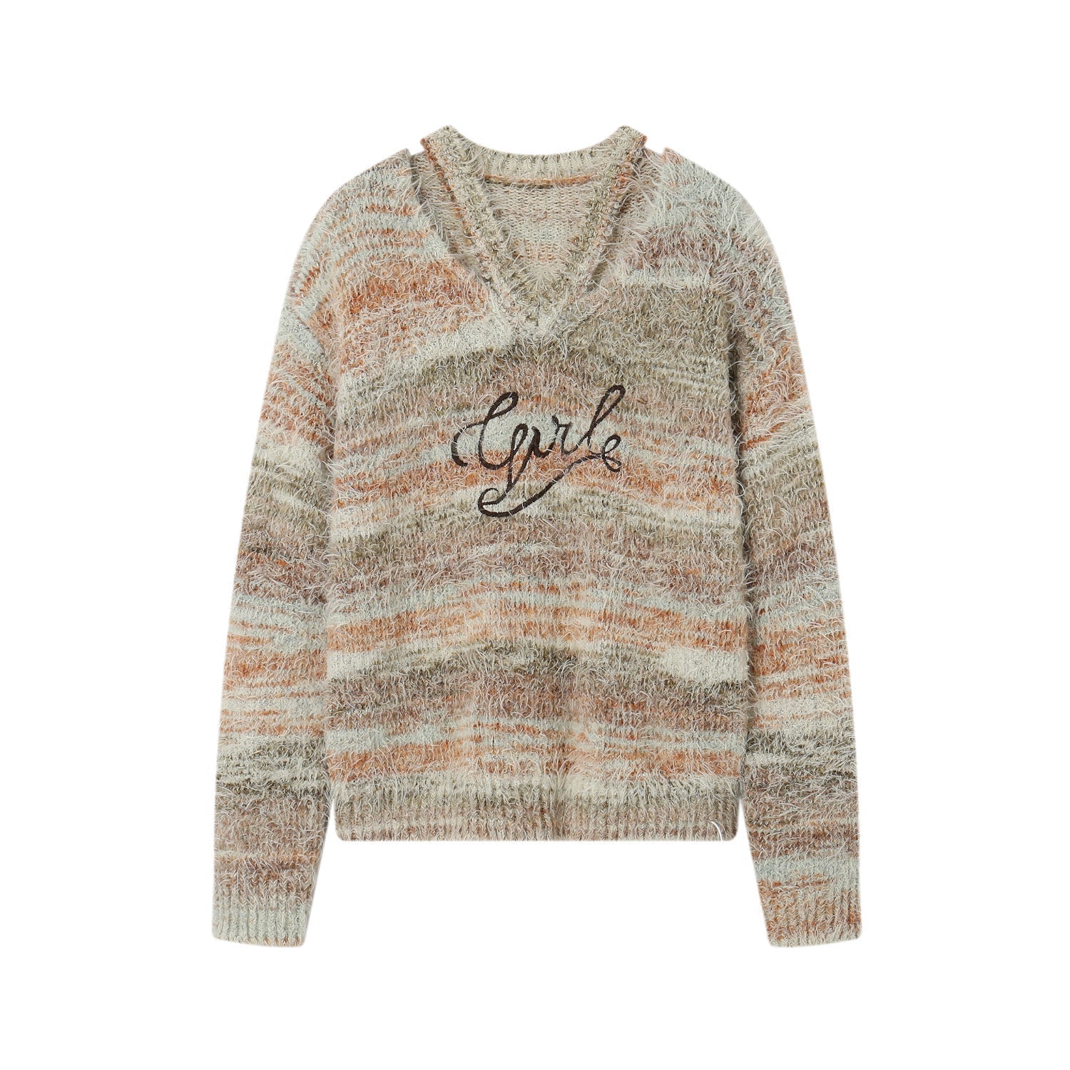 SOMESOWE Brown Artist Gradient V-Neck Sweater | MADA IN CHINA