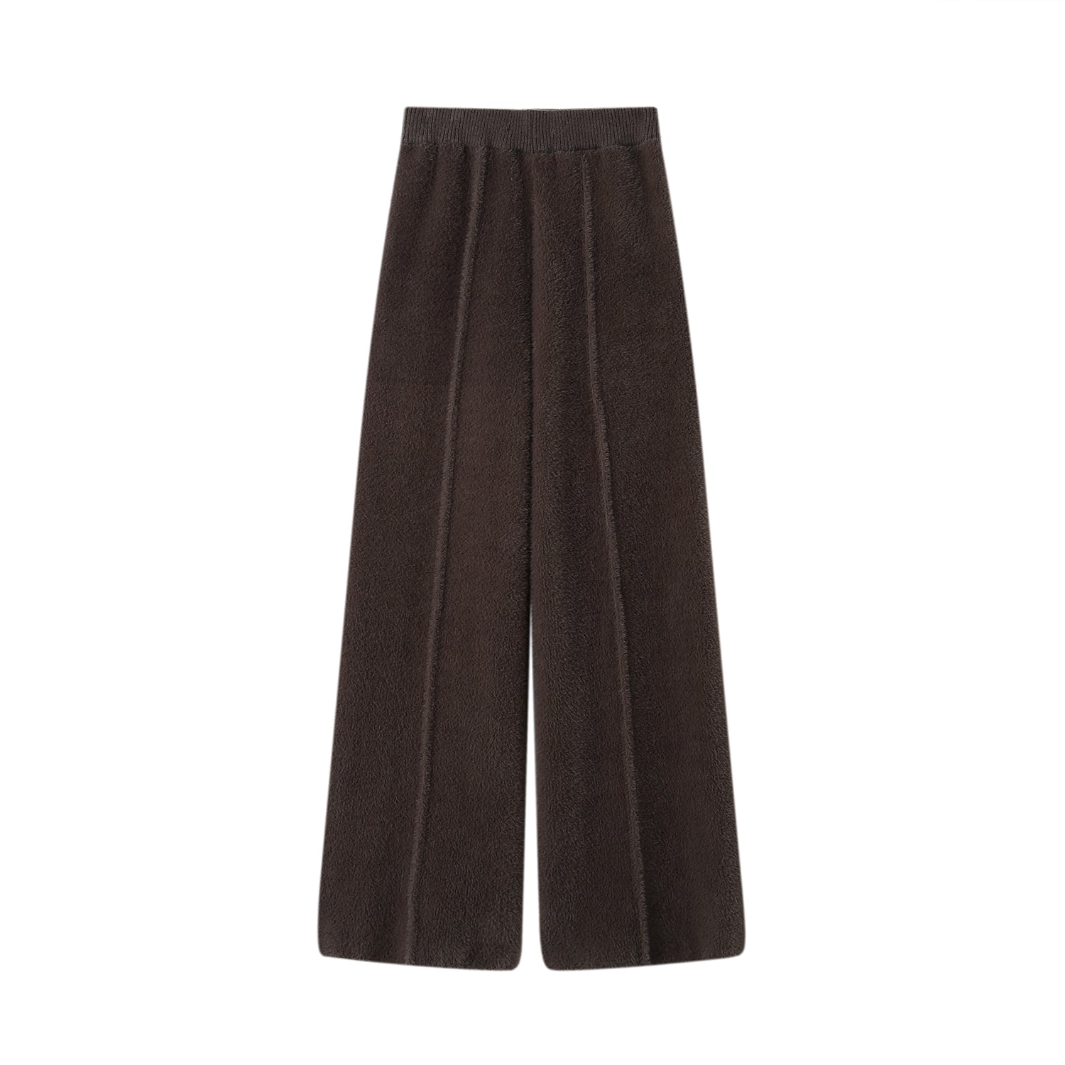 SOMESOWE Brown Faux Fur Knitting Pants | MADA IN CHINA