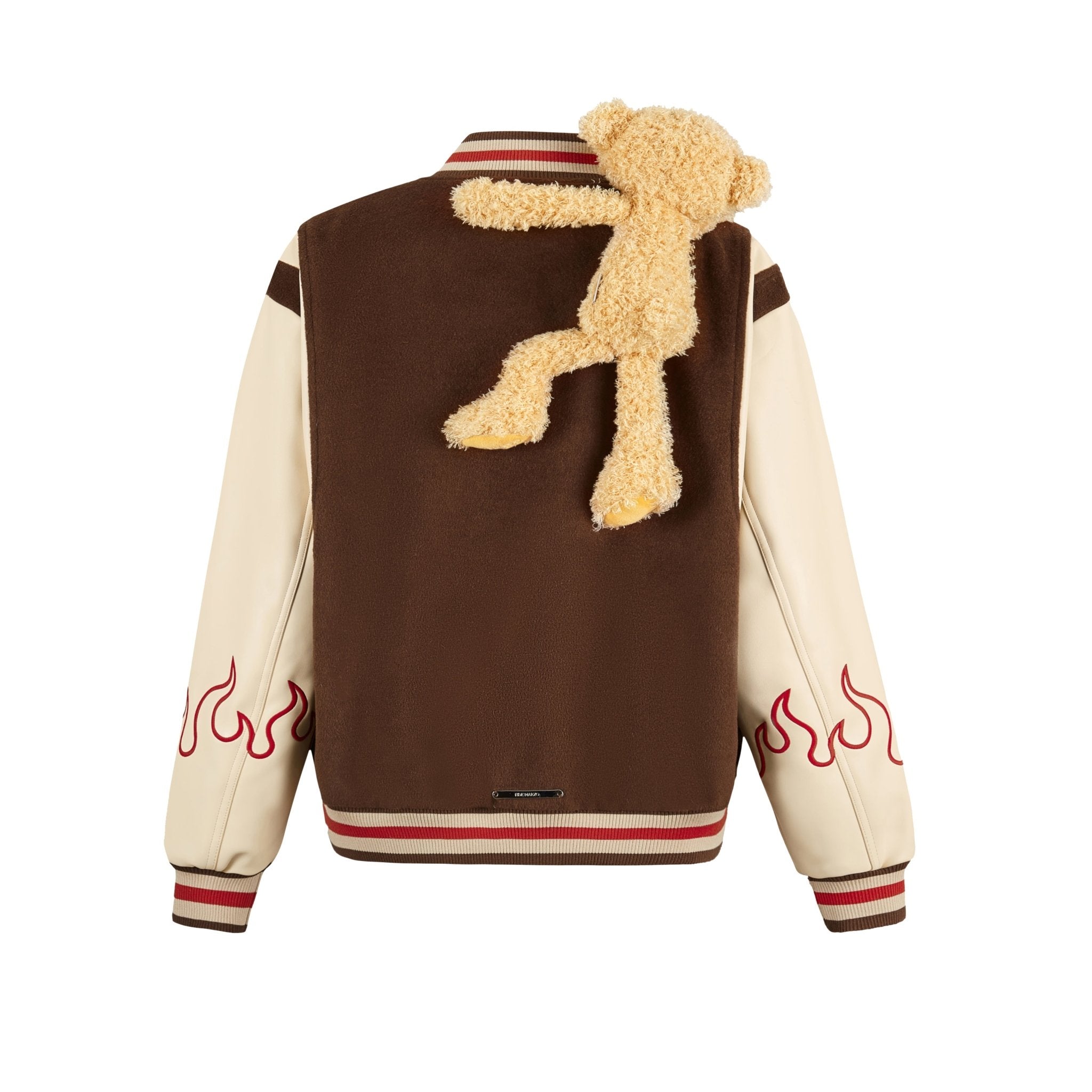 13DE MARZO Brown Flame Baseball Jacket Coat | MADA IN CHINA