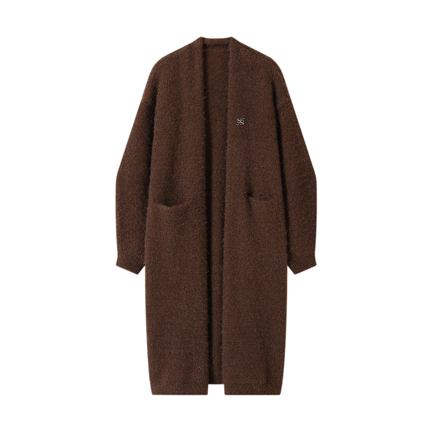 SOMESOWE Brown Fluffy Blend Long Cardigan | MADA IN CHINA