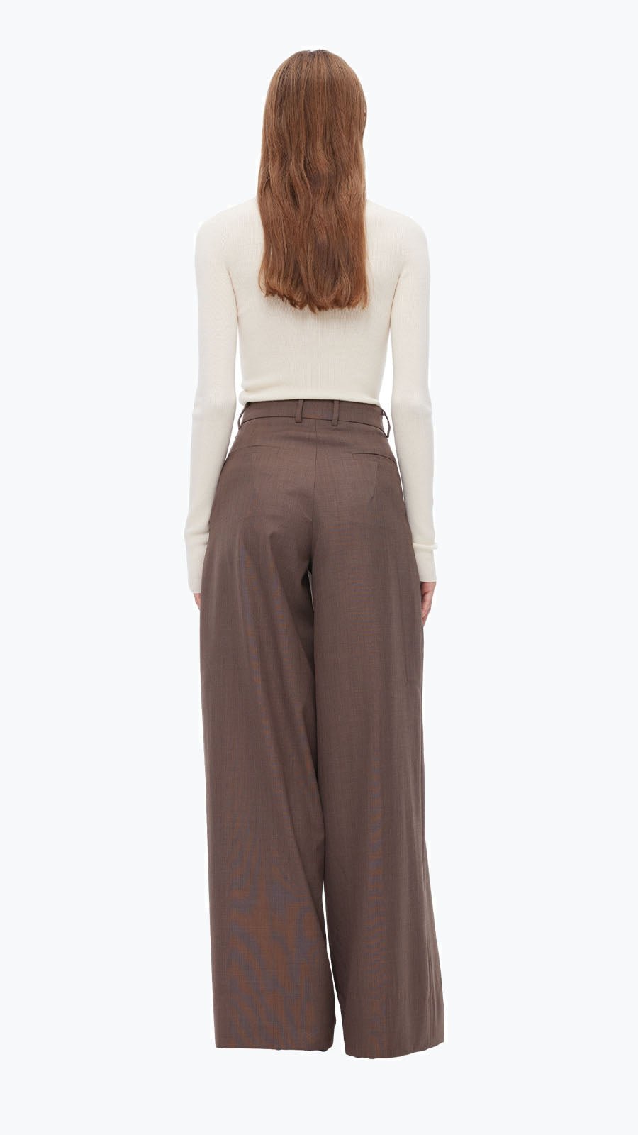 ANN ANDELMAN Brown Folded Waist Design Draped Suit Trousers | MADA IN CHINA