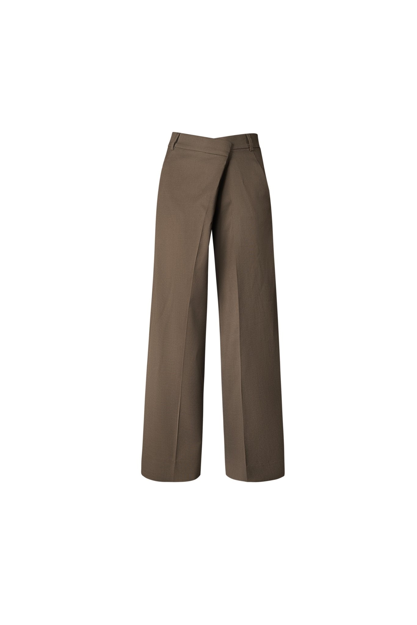 ANN ANDELMAN Brown Folded Waist Design Draped Suit Trousers | MADA IN CHINA