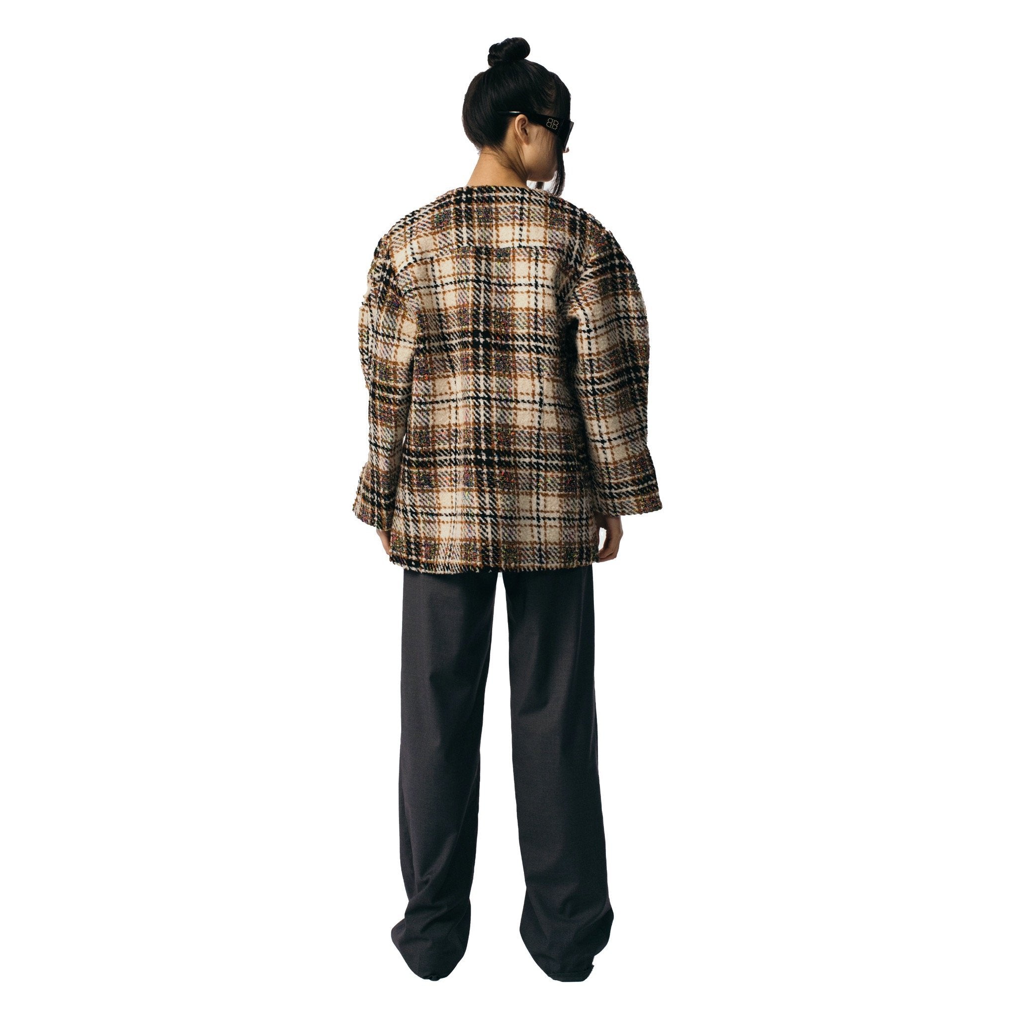 ANN ANDELMAN Brown Plaid Oversize Jacket | MADA IN CHINA