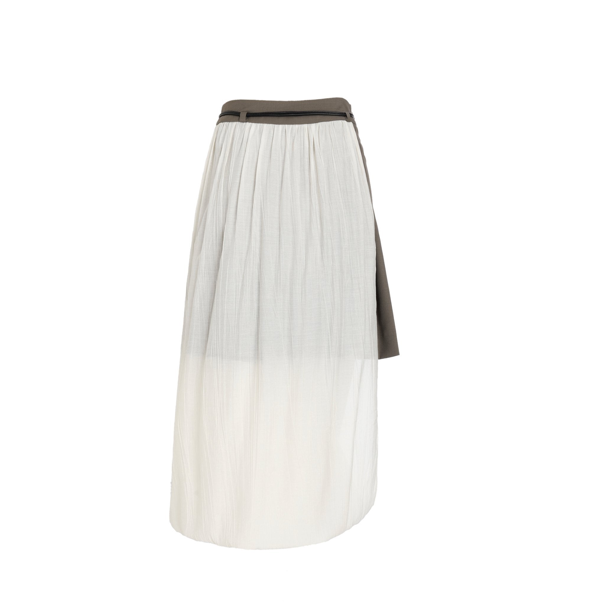 BVM TEAMS Brown Pleats Wool Wrap Skirt | MADA IN CHINA