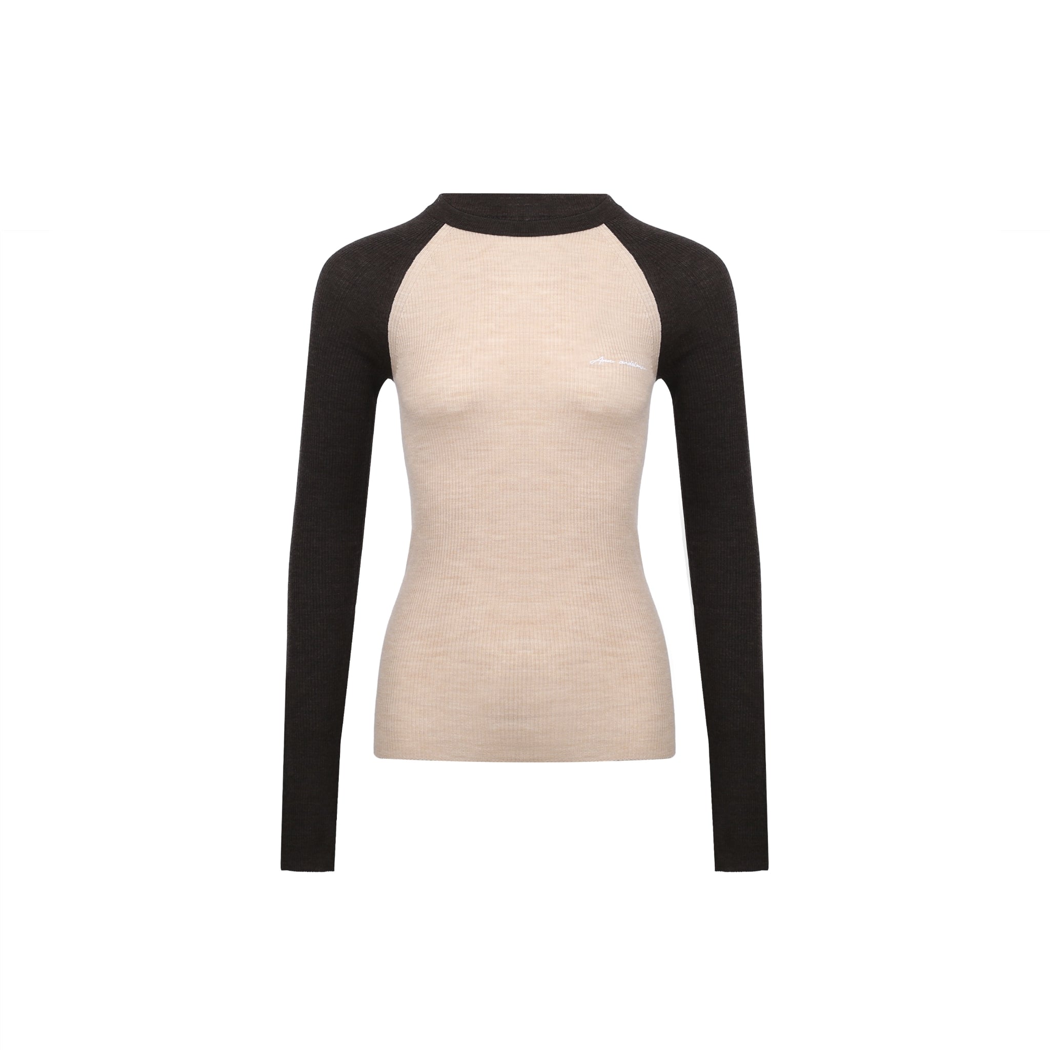 ANN ANDELMAN Brown Slim Knit Long Sleeve T-shirt | MADA IN CHINA