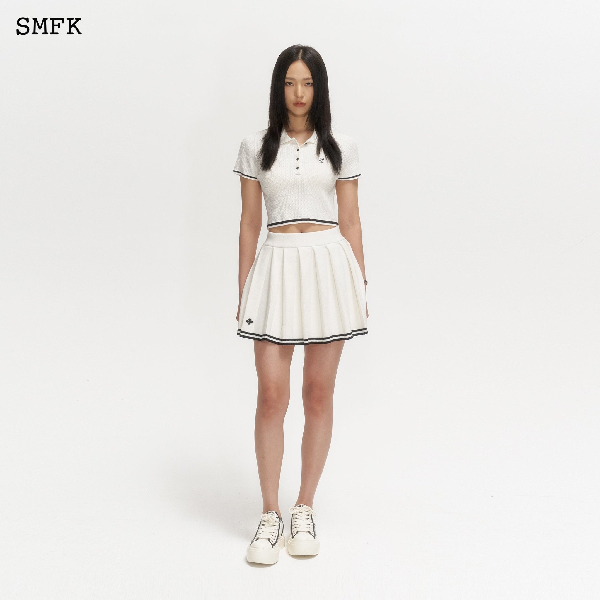 SMFK Campus White Polo With Letter S | MADA IN CHINA