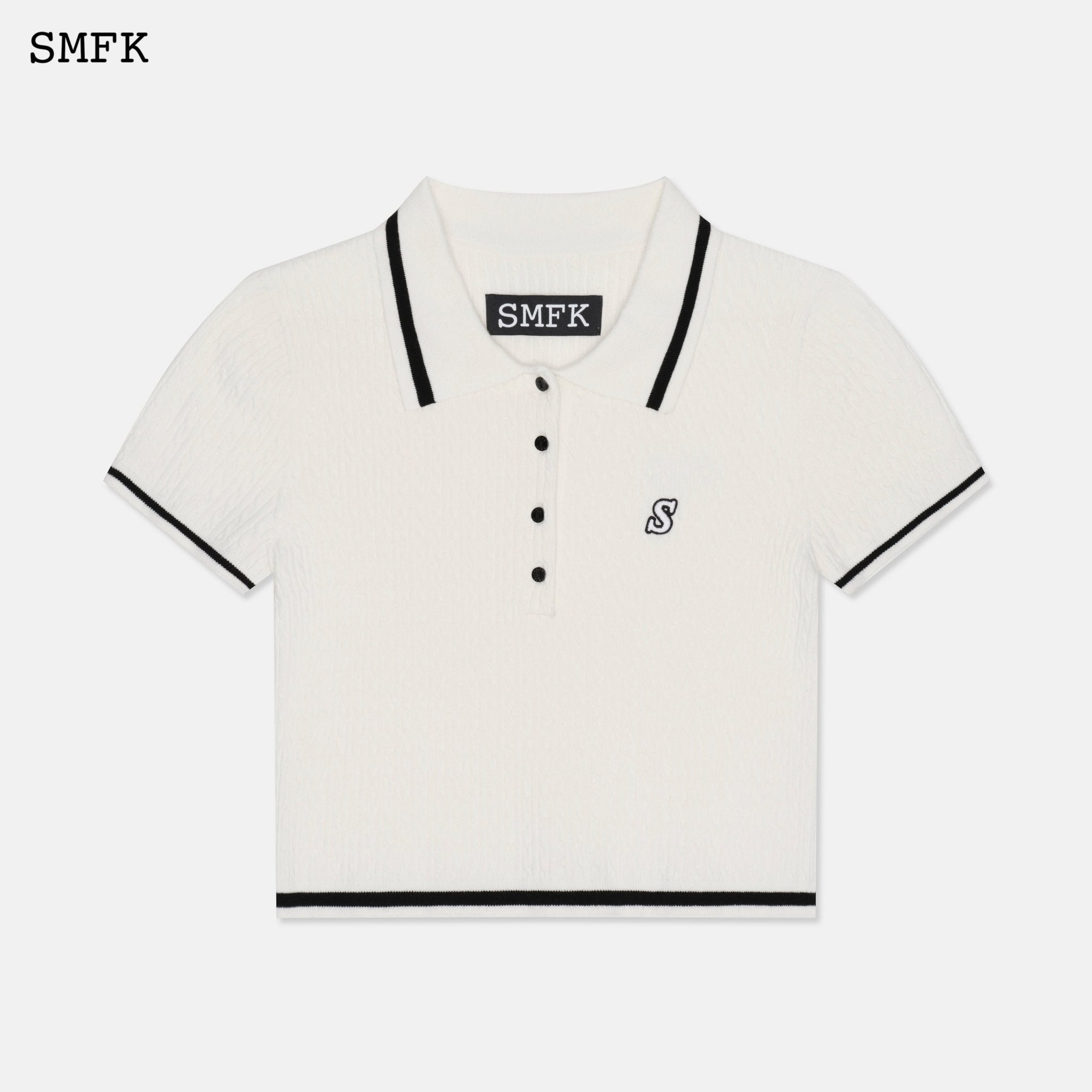 SMFK Campus White Polo With Letter S | MADA IN CHINA