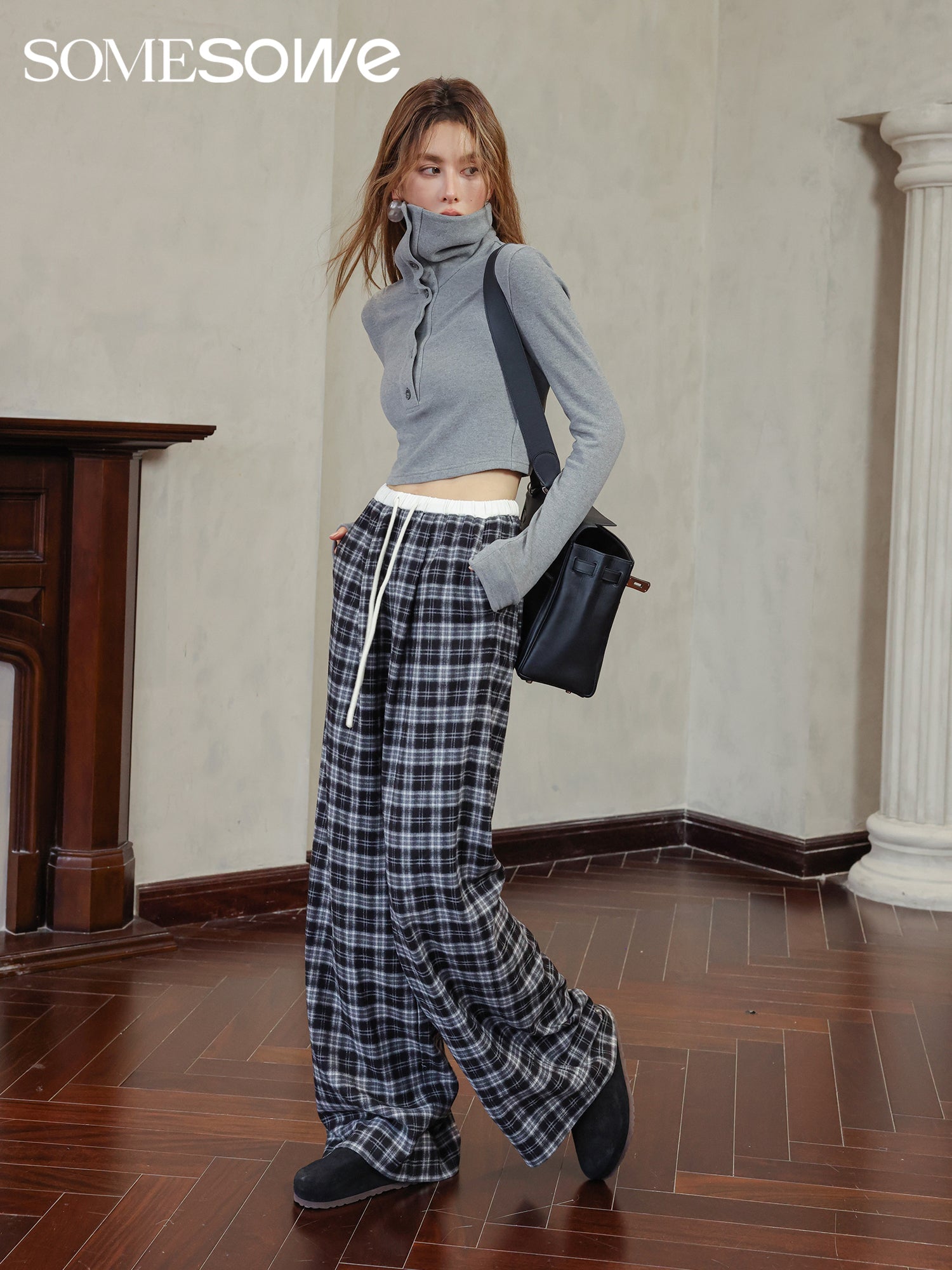 SOMESOWE Checkered Long Casual Pants | MADA IN CHINA