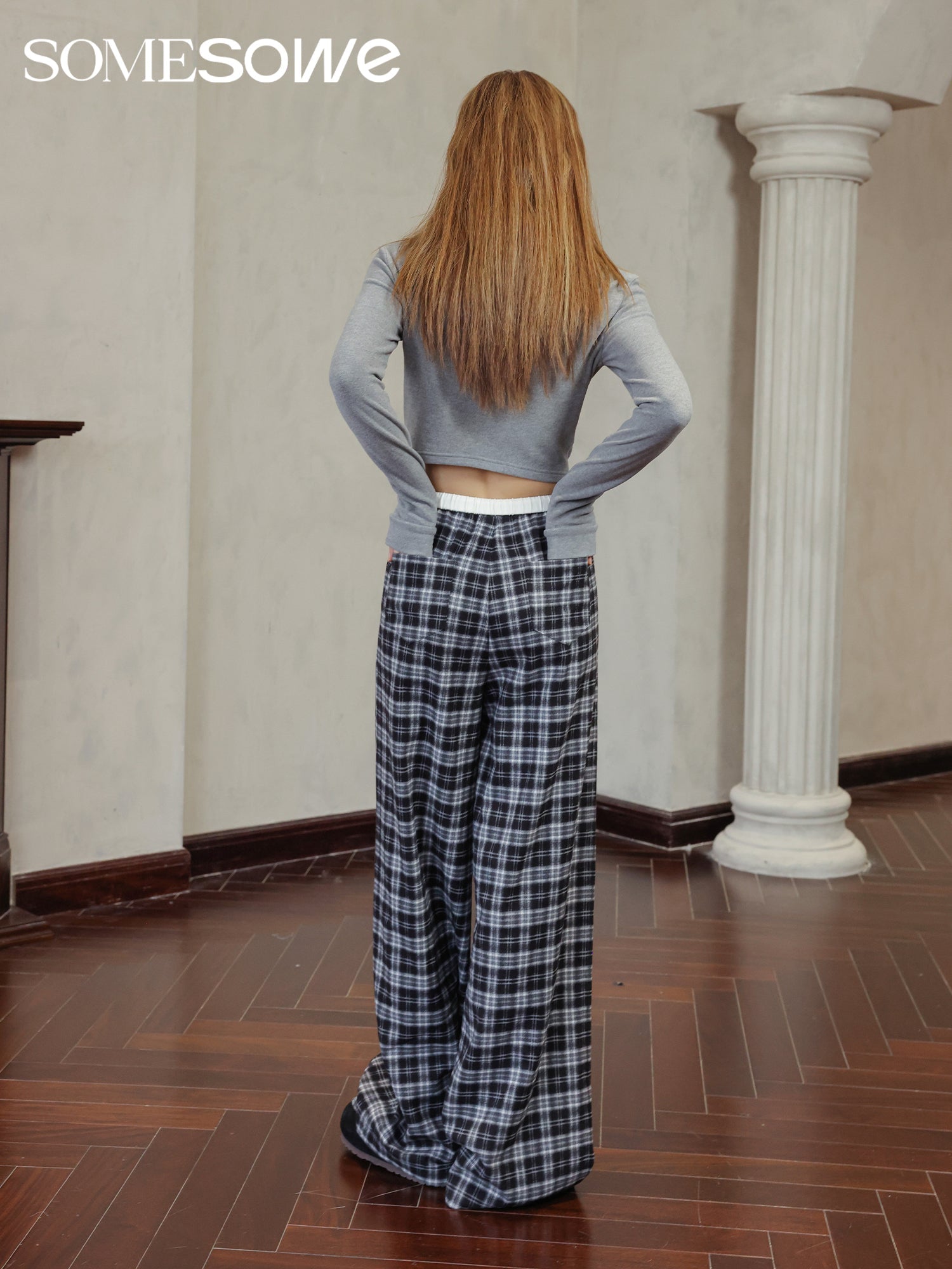 SOMESOWE Checkered Long Casual Pants | MADA IN CHINA