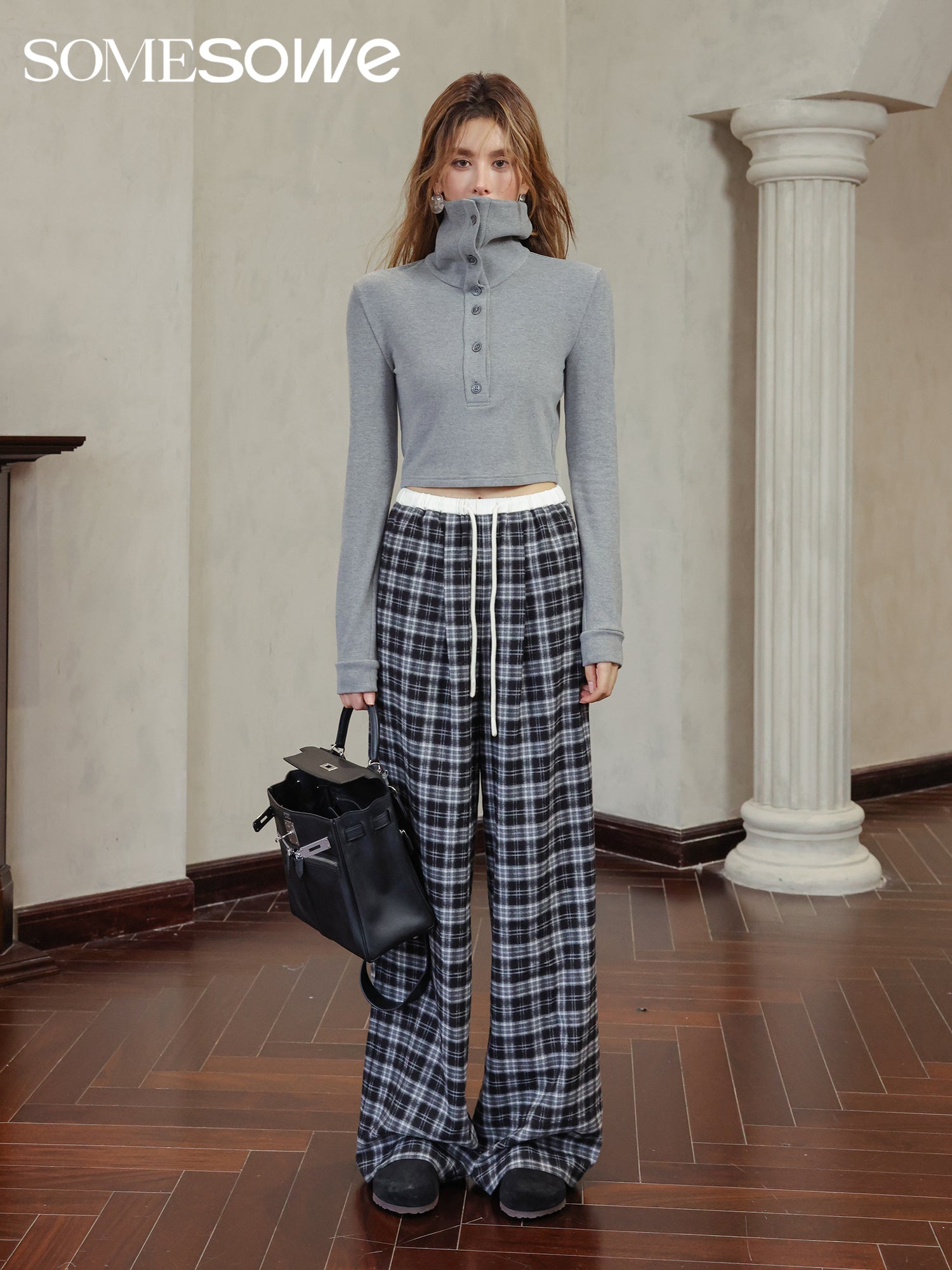 SOMESOWE Checkered Long Casual Pants | MADA IN CHINA