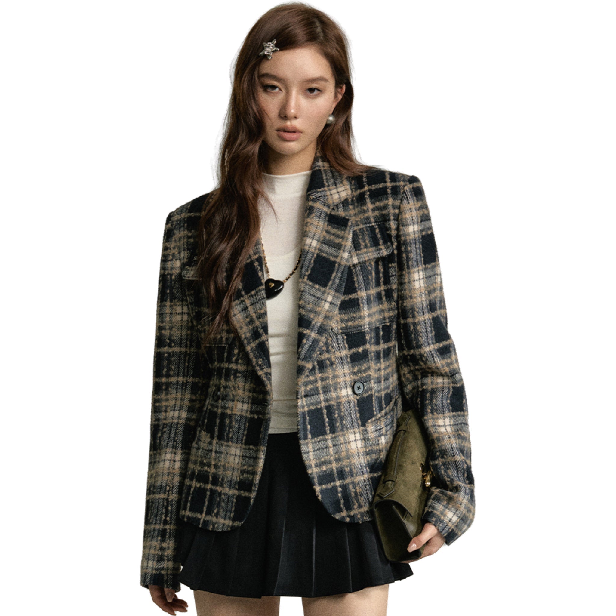 SOMESOWE Checkered Waist-cinching Jacket Coat | MADA IN CHINA