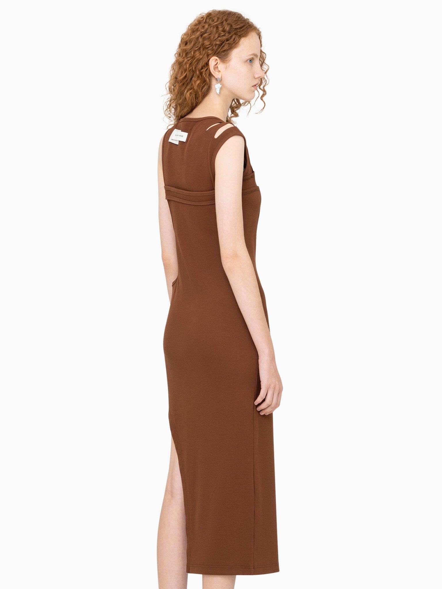 FENGCHEN WANG Chinese Character Dress In Brown | MADA IN CHINA