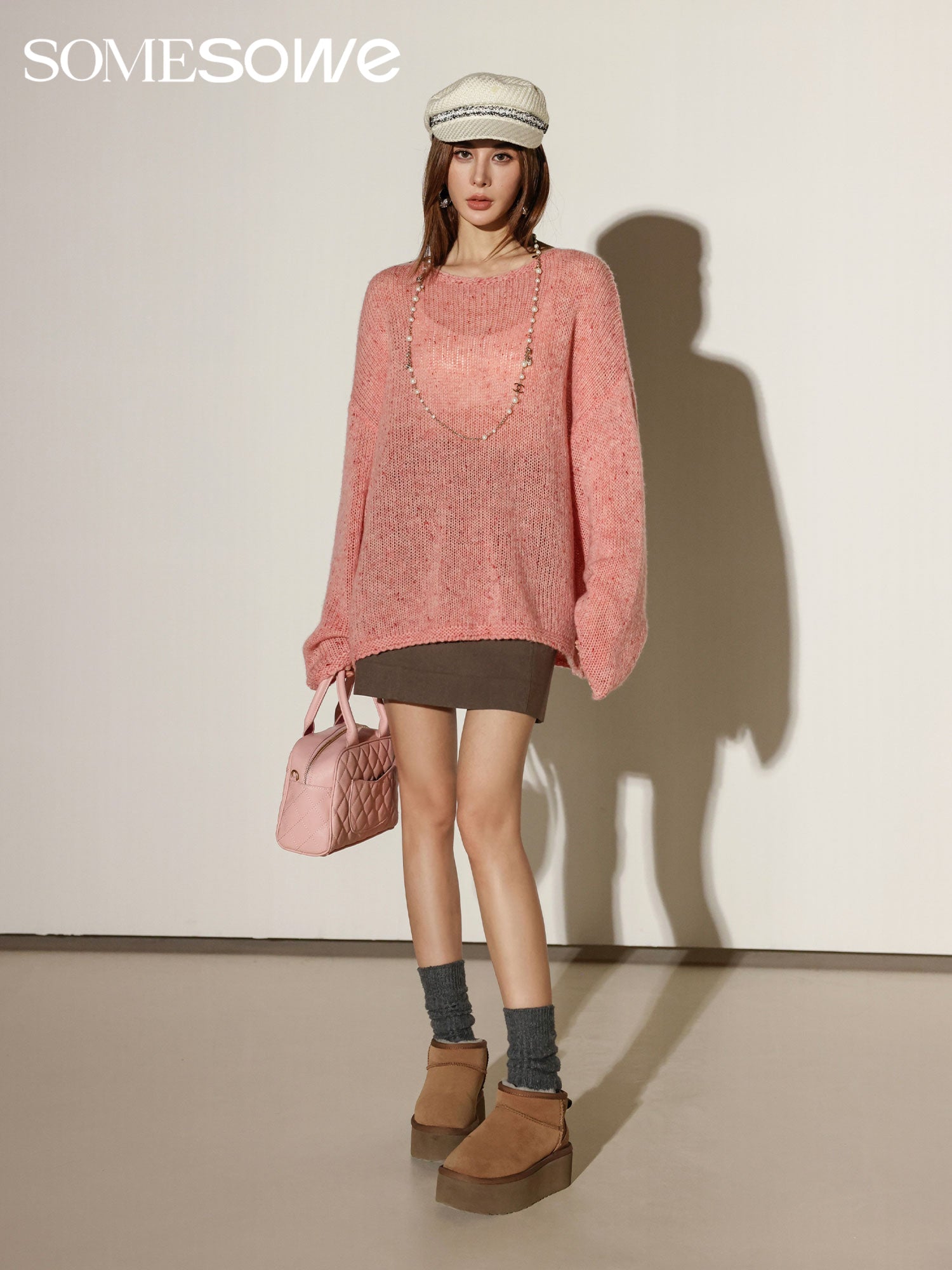 SOMESOWE Colour Dot Wool Cloud Sweater Pink | MADA IN CHINA