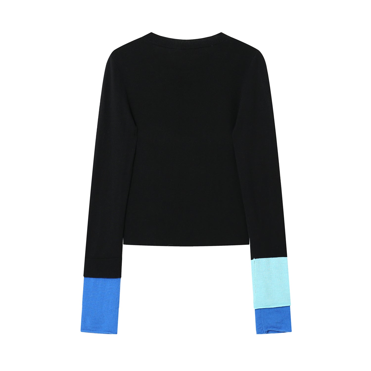 SOMESOWE Colourblocked Cuffs Wool Knit Sweater Black | MADA IN CHINA