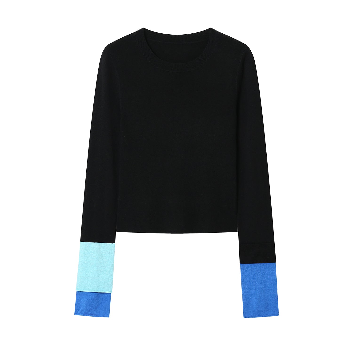 SOMESOWE Colourblocked Cuffs Wool Knit Sweater Black | MADA IN CHINA