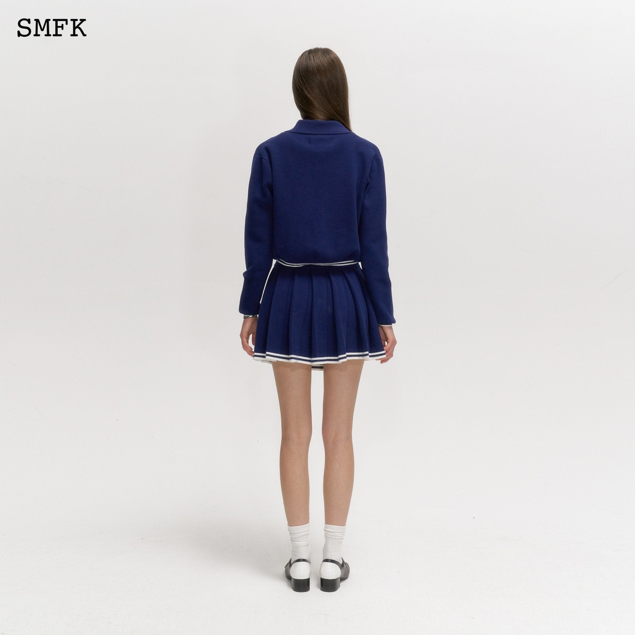 SMFK Compass Academy Navy Cashmere Pleated Skirt | MADA IN CHINA