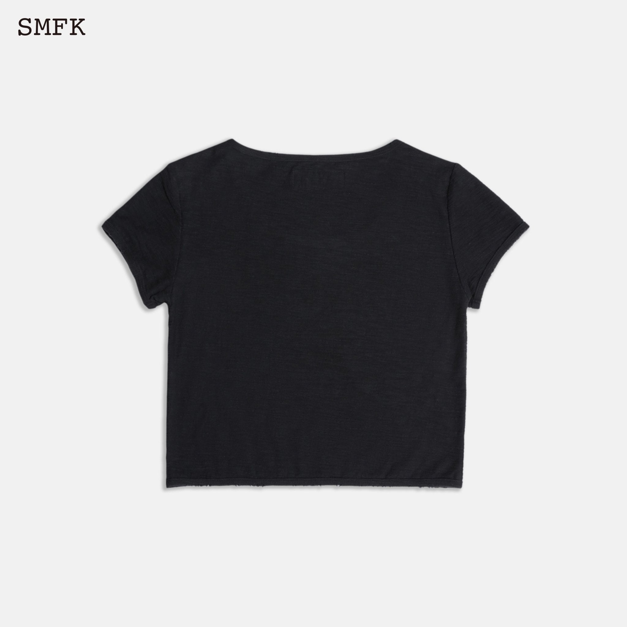 SMFK Compass Black Night Flower Biker Tee Midnight Black | MADA IN CHINA