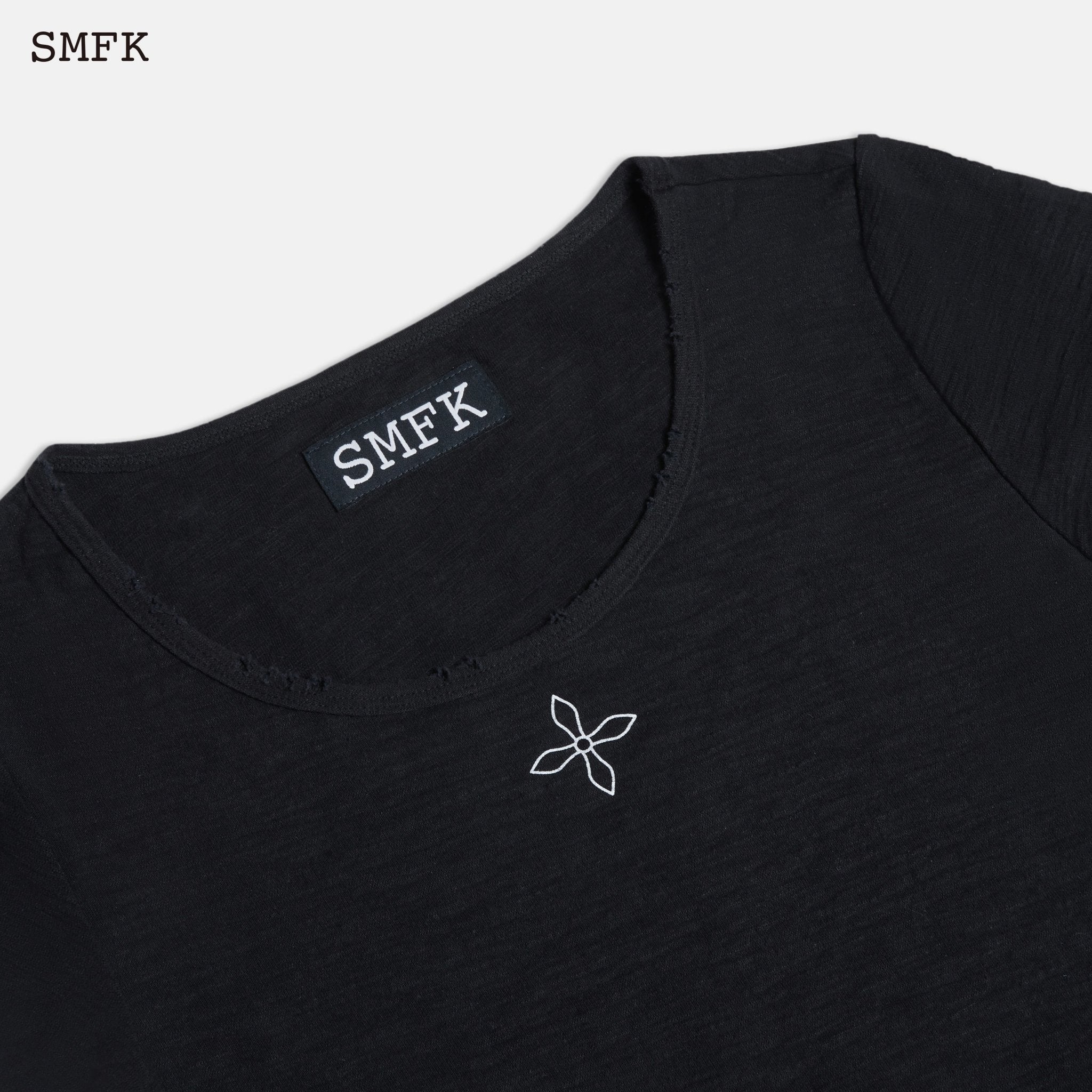 SMFK Compass Black Night Flower Biker Tee Midnight Black | MADA IN CHINA