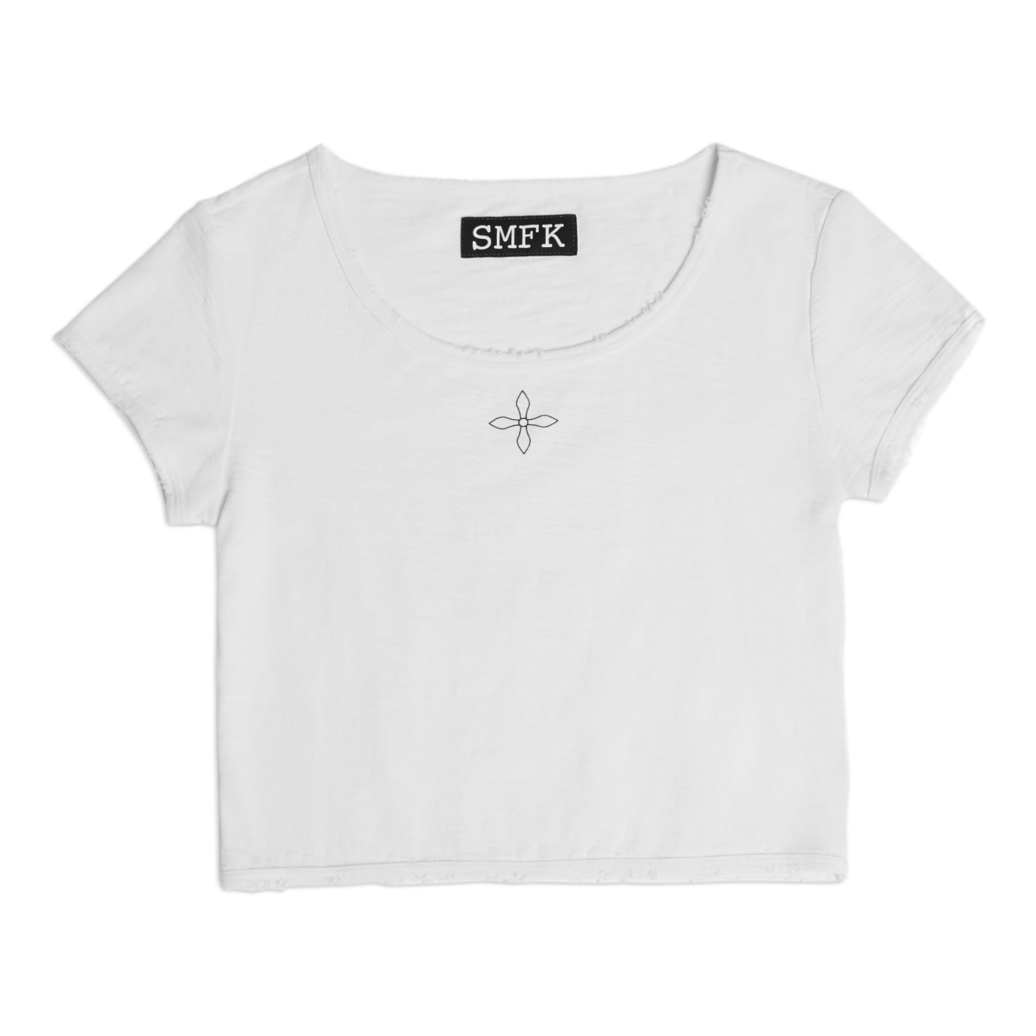 SMFK Compass Black Night Flower Biker Tee Sky White | MADA IN CHINA