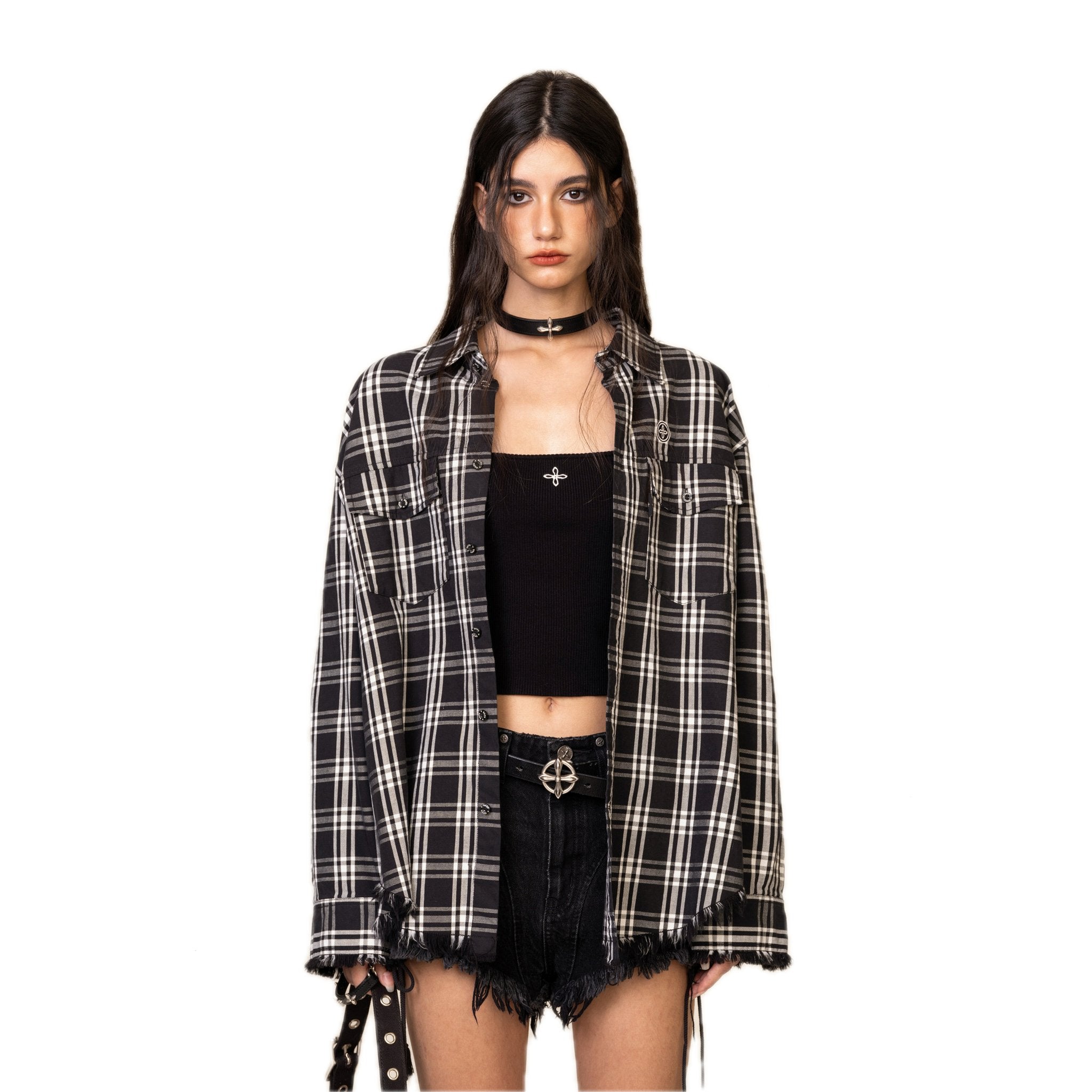 SMFK Compass Black Plaid Workwear Style Shirt | MADA IN CHINA