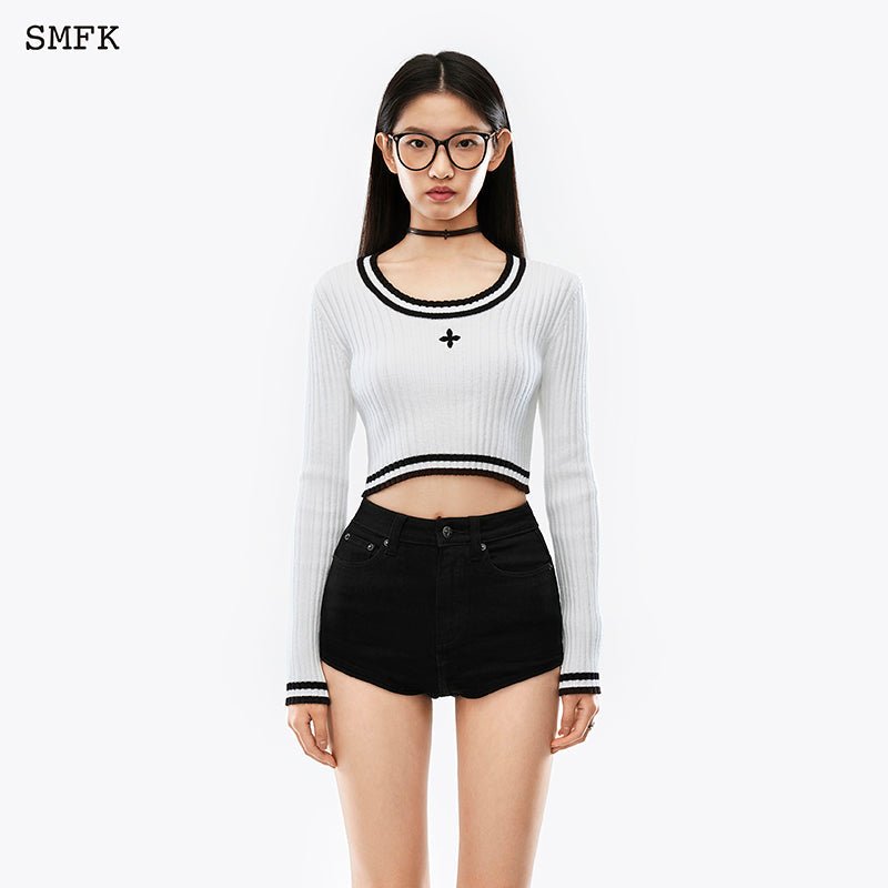 SMFK Compass Classic Cashmere Short Sweater White | MADA IN CHINA