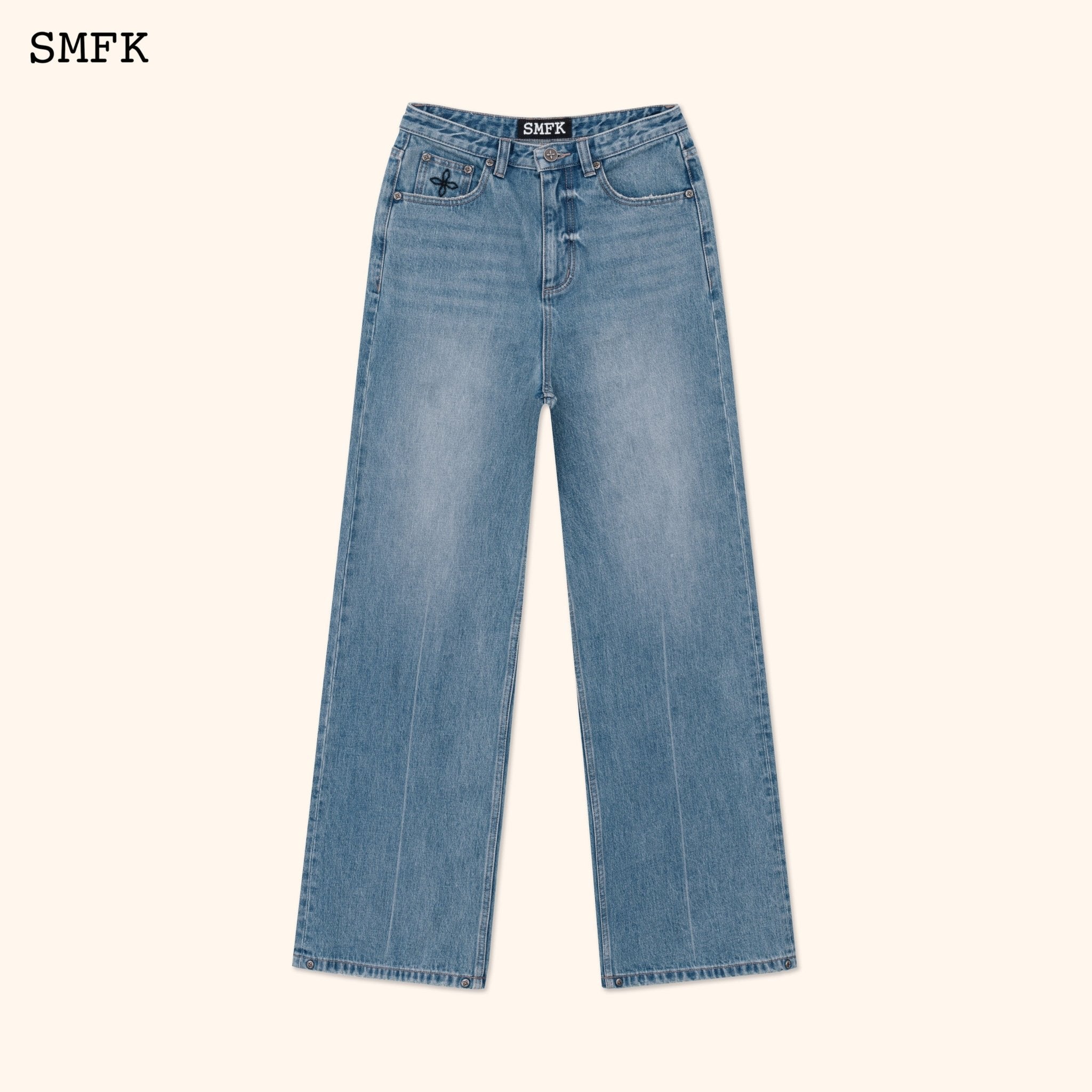 SMFK Compass Classic Cross Flared Jeans In Blue | MADA IN CHINA