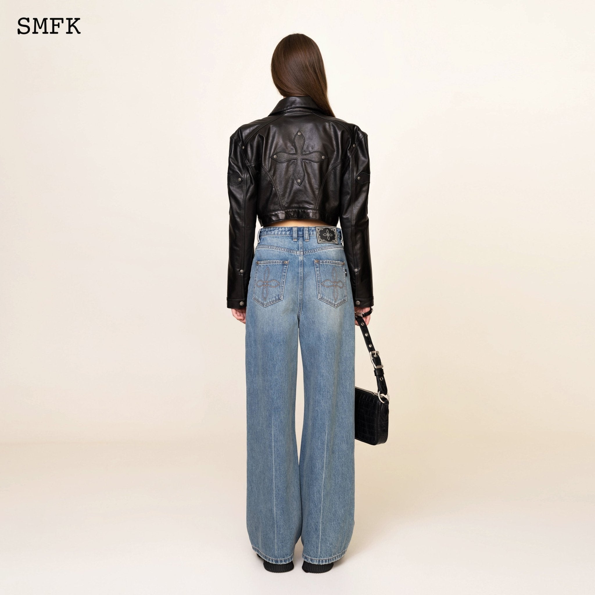 SMFK Compass Classic Cross Flared Jeans In Blue | MADA IN CHINA