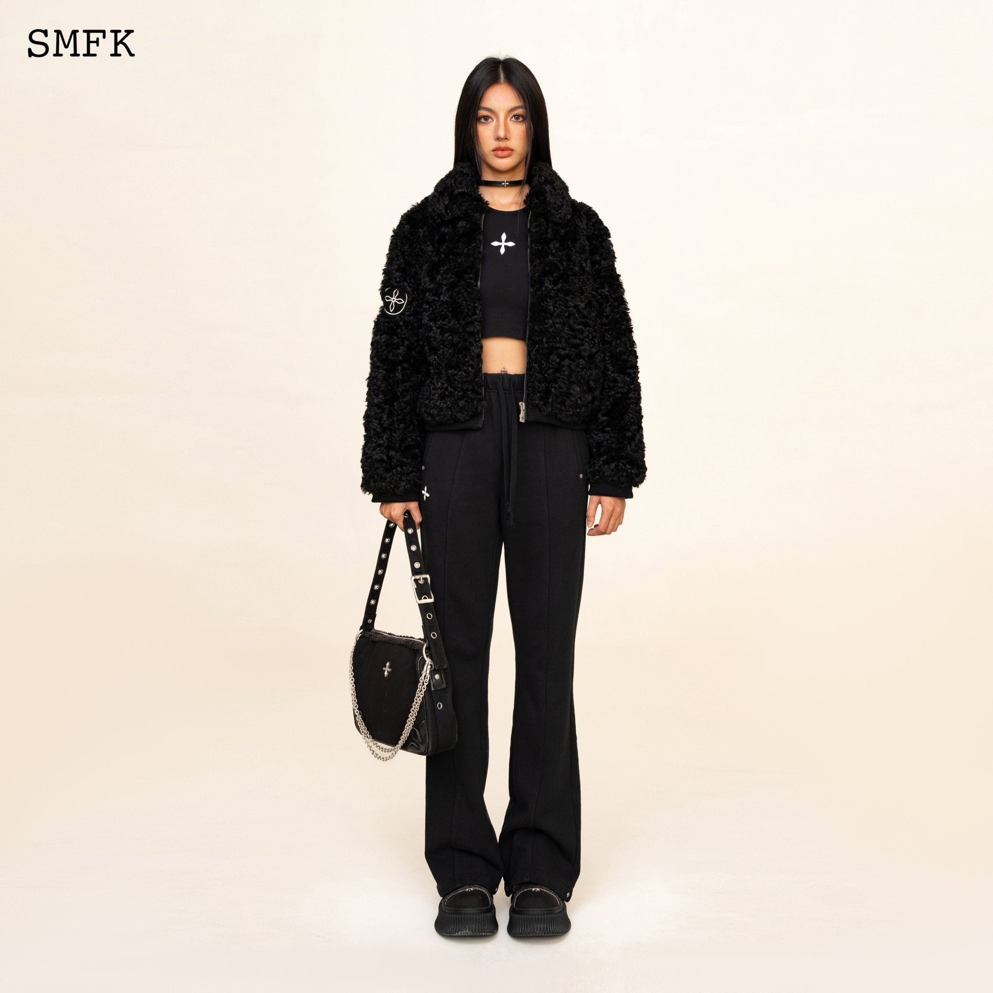 SMFK Compass Classic Cross Flared Sweatpants In Black | MADA IN CHINA