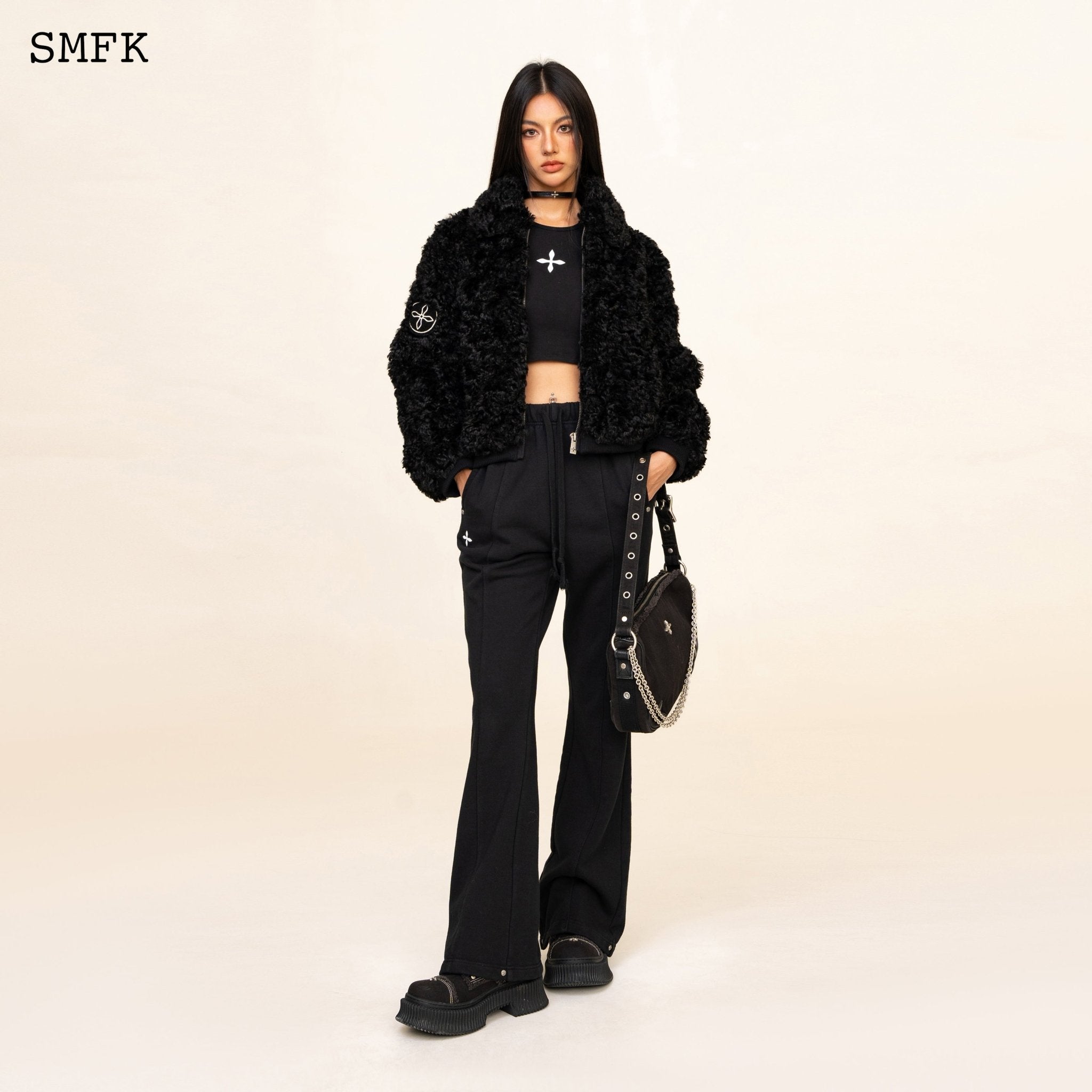 SMFK Compass Classic Cross Flared Sweatpants In Black | MADA IN CHINA