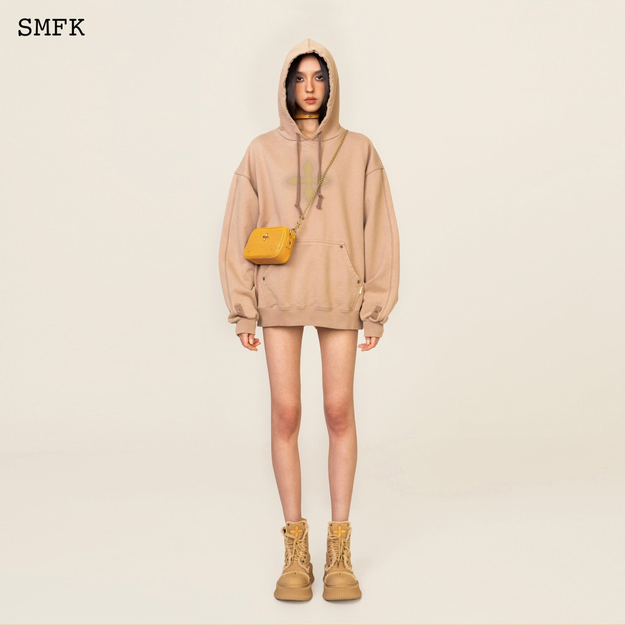 SMFK Compass Classic Cross Graffiti Latte Hoodie | MADA IN CHINA