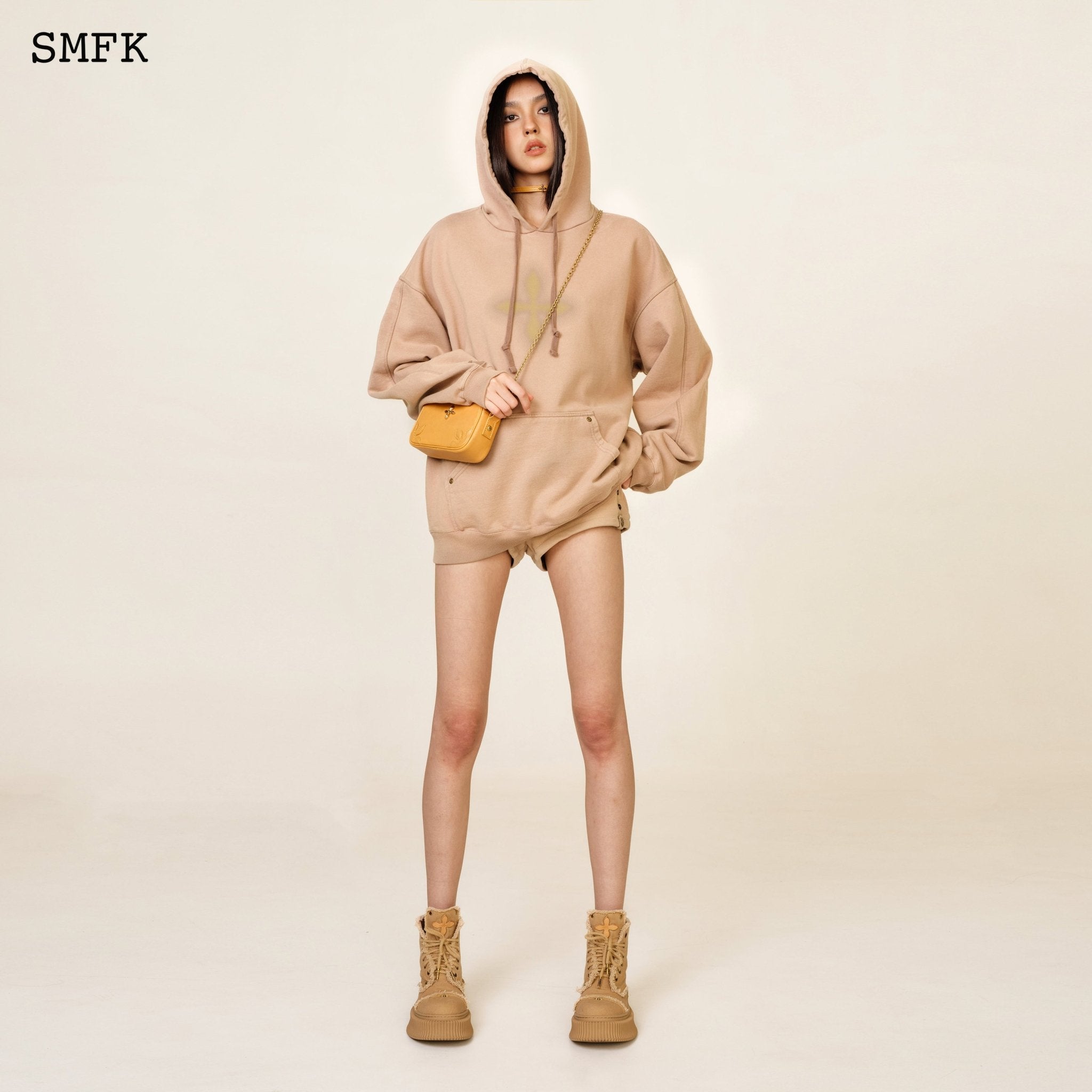 SMFK Compass Classic Cross Graffiti Latte Hoodie | MADA IN CHINA